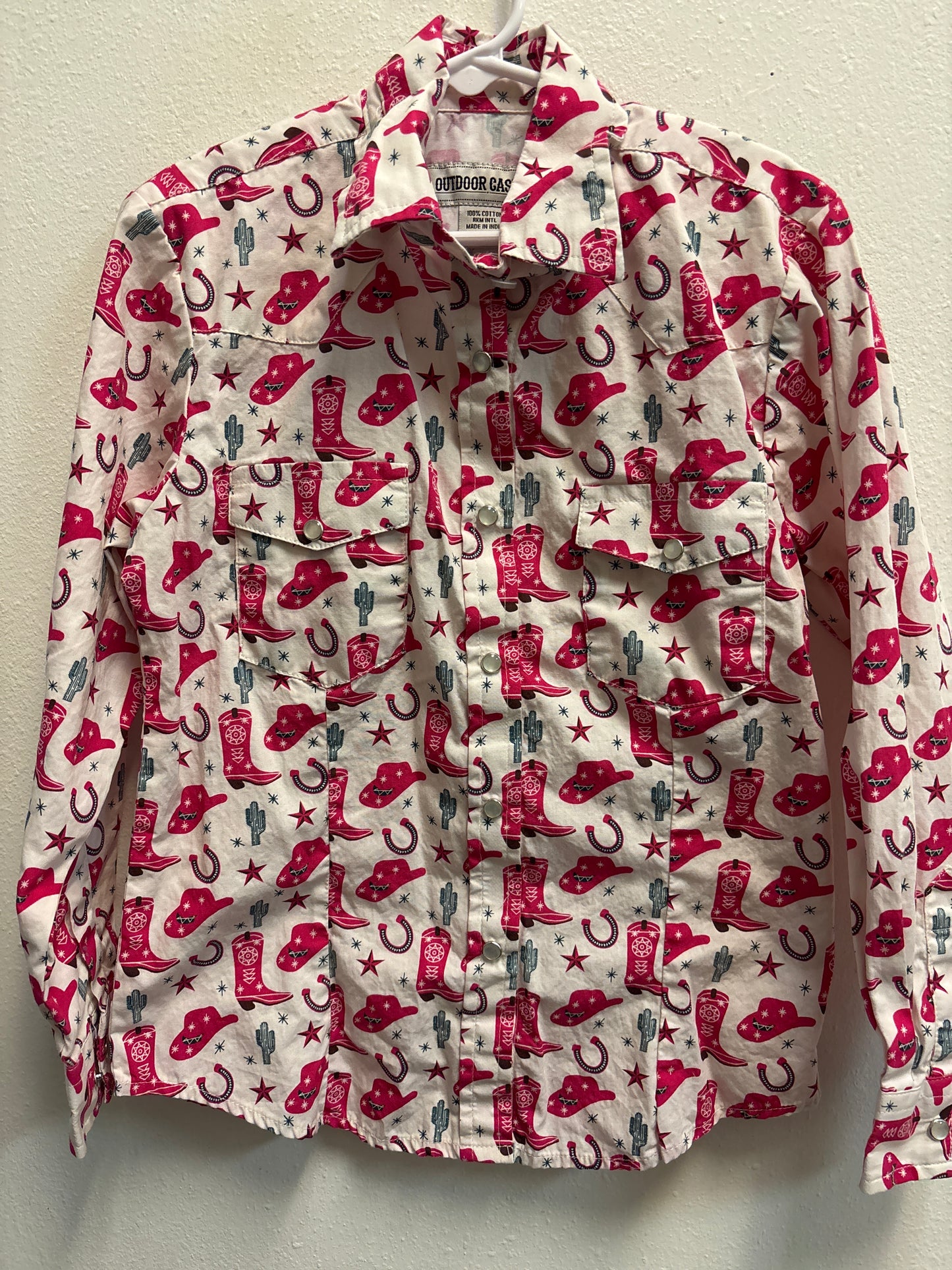 M 7-8 Pink Boots Pearl Snap