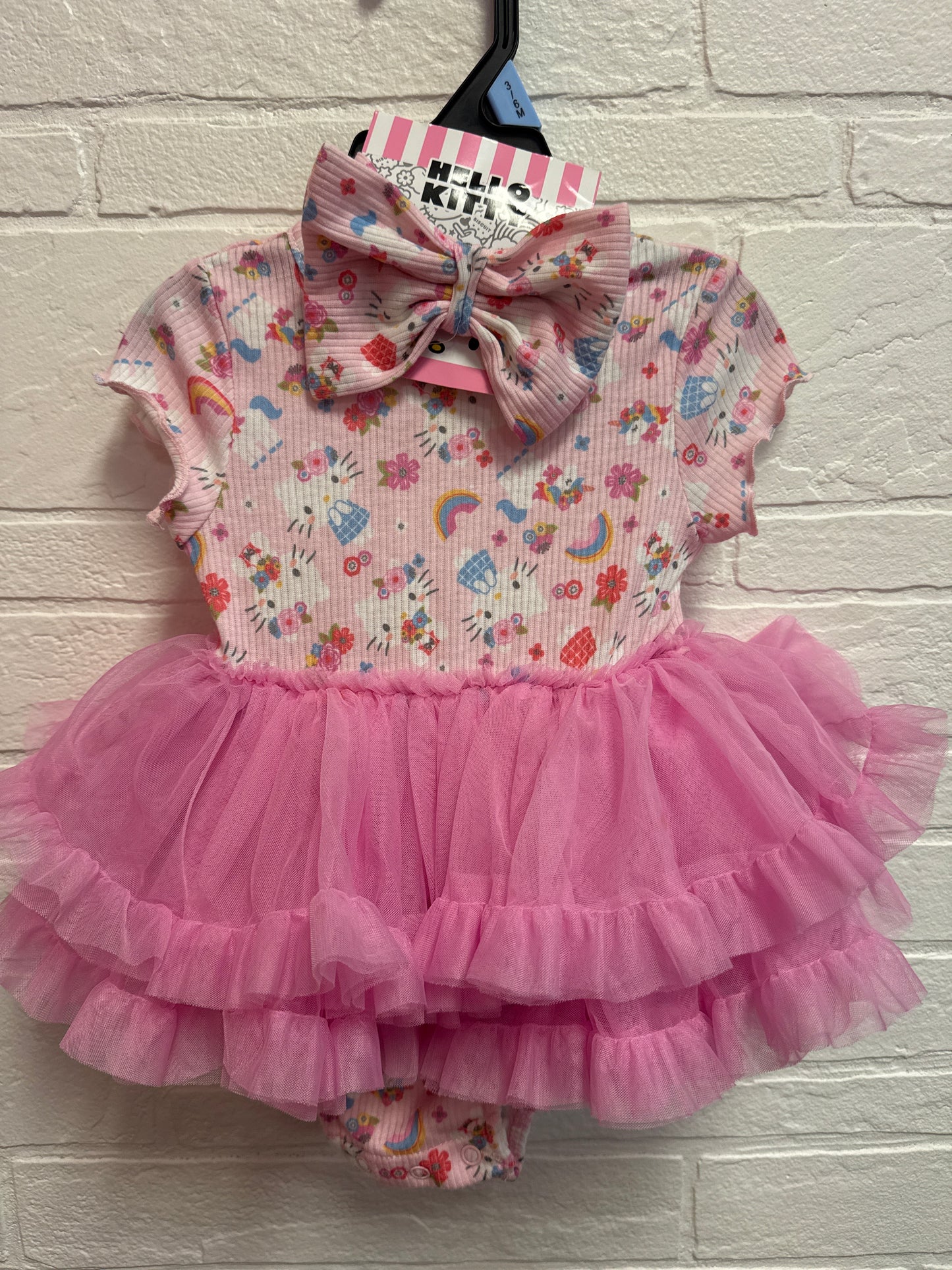 3-6m NEW Hello Kitty Tulle TuTu Romper Dress+Bow