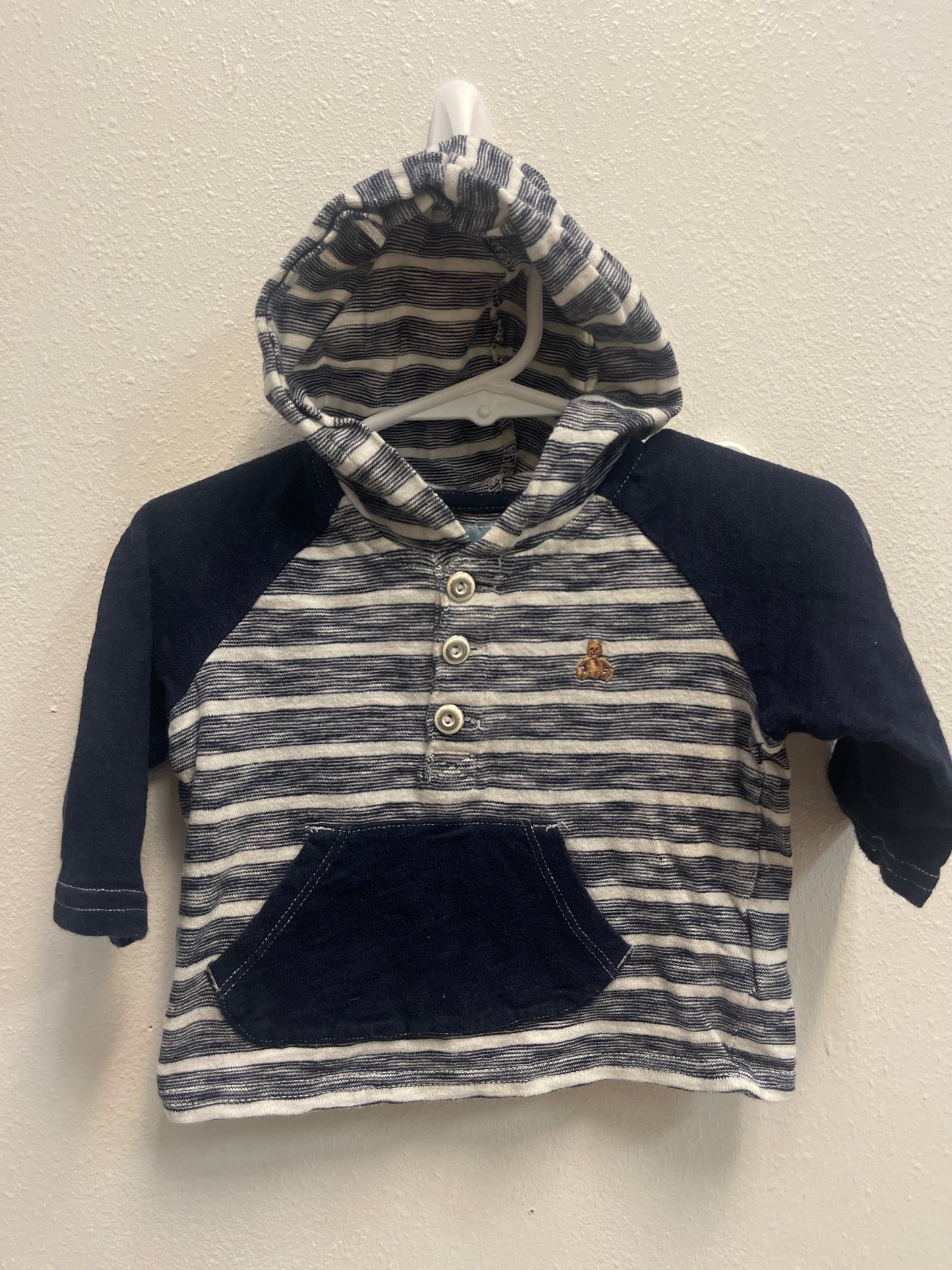 3/6m GAP Navy Striped Hooded Long Sleeve