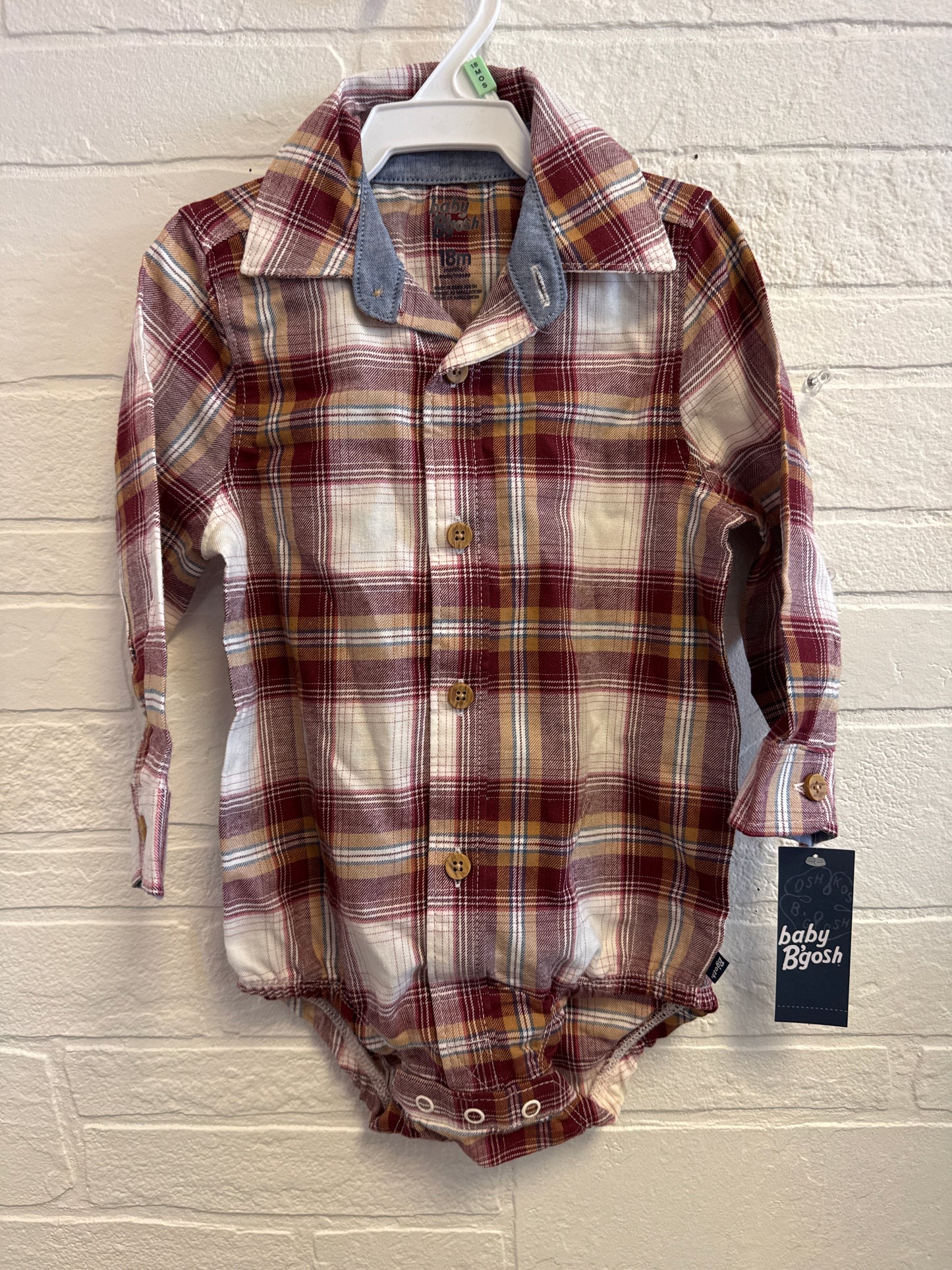 18m NEW Baby B’gosh Red Button Up Flannel Romper