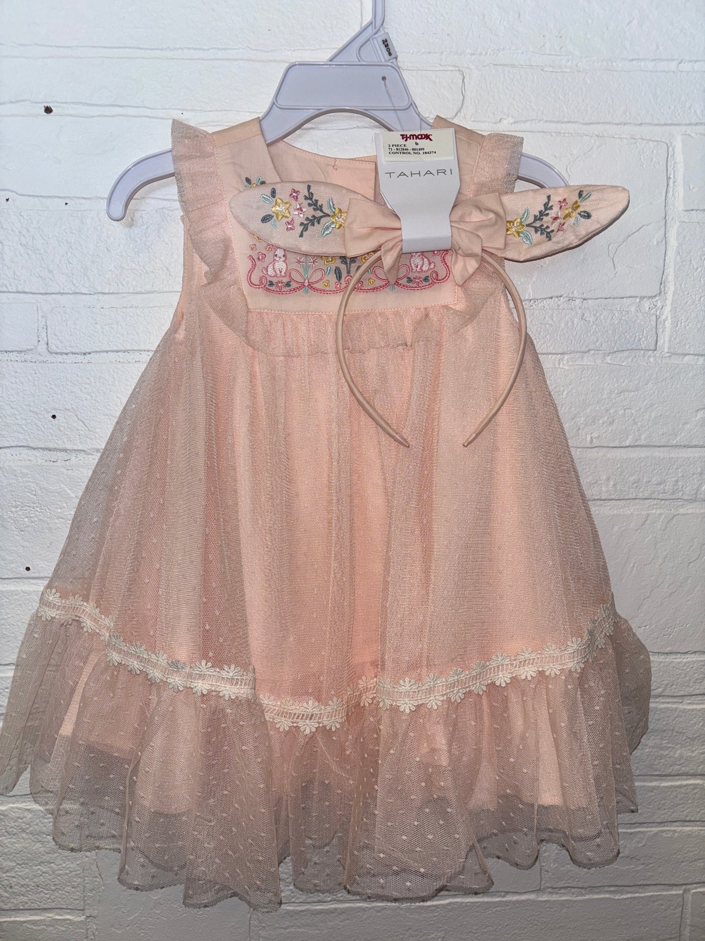 24m NEW Tahari Pink Dress with Headband