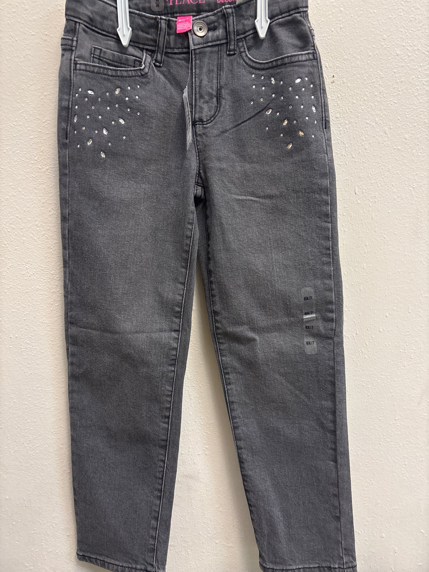 6-7 New Gray Rhinestone Jeans