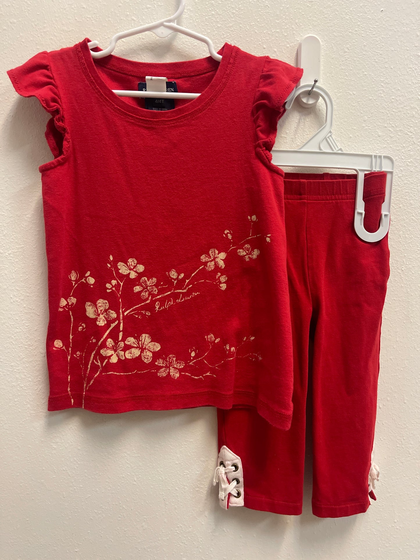 4t Ralph Lauren Red Floral Set