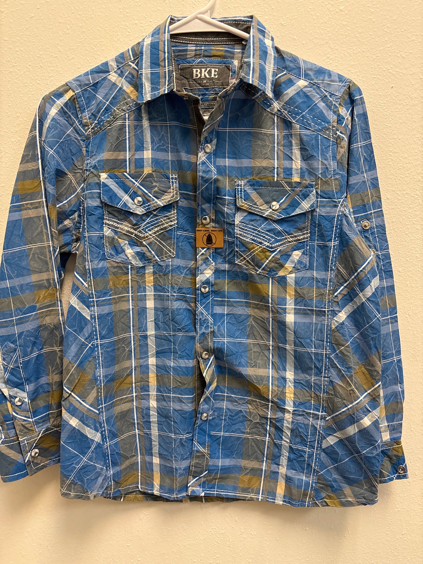 10-12 New BKE Blue Plaid Pearl Snap