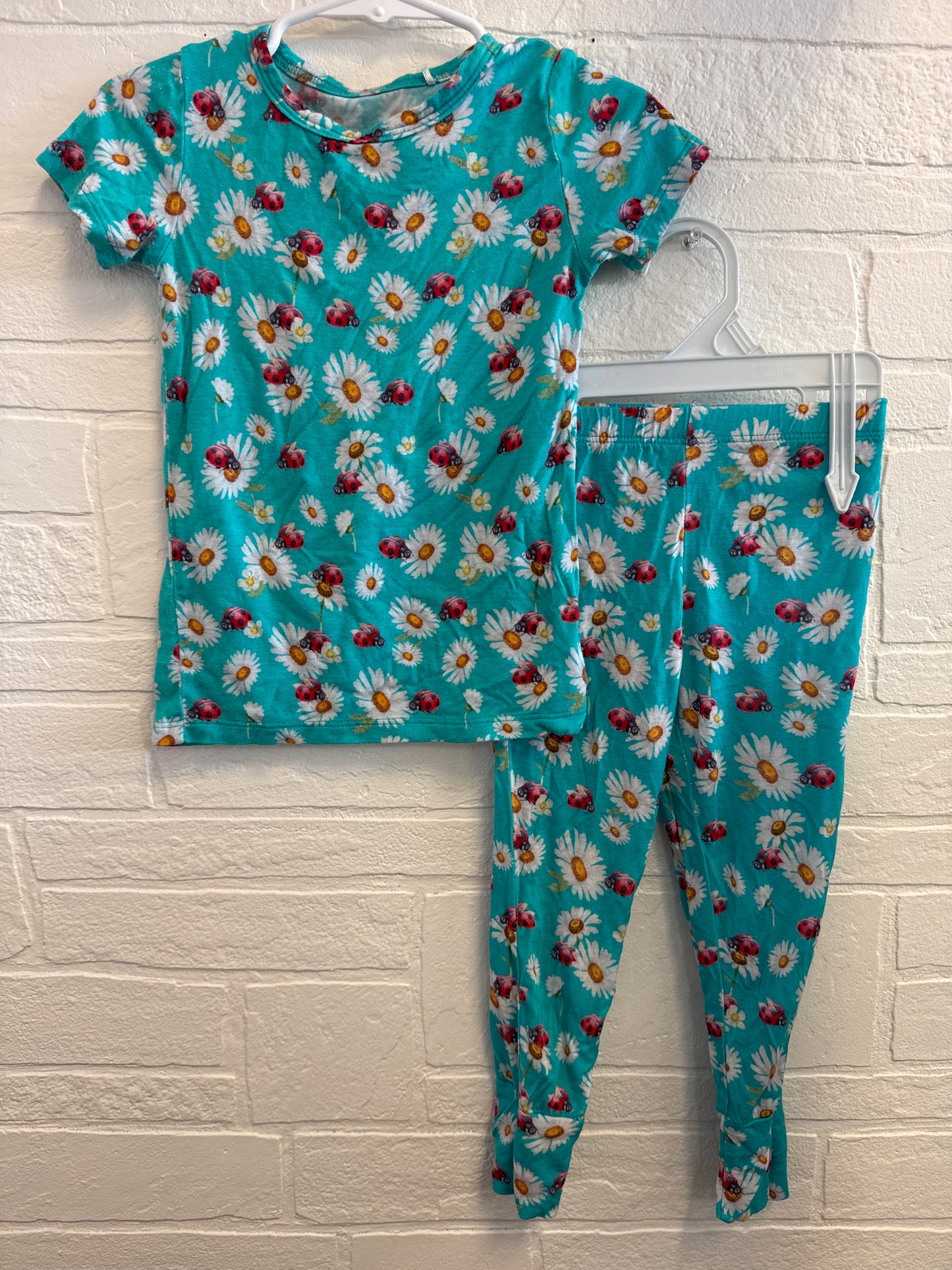 2t Posh Peanut Bamboo Ladybug + Flower Pajama Set