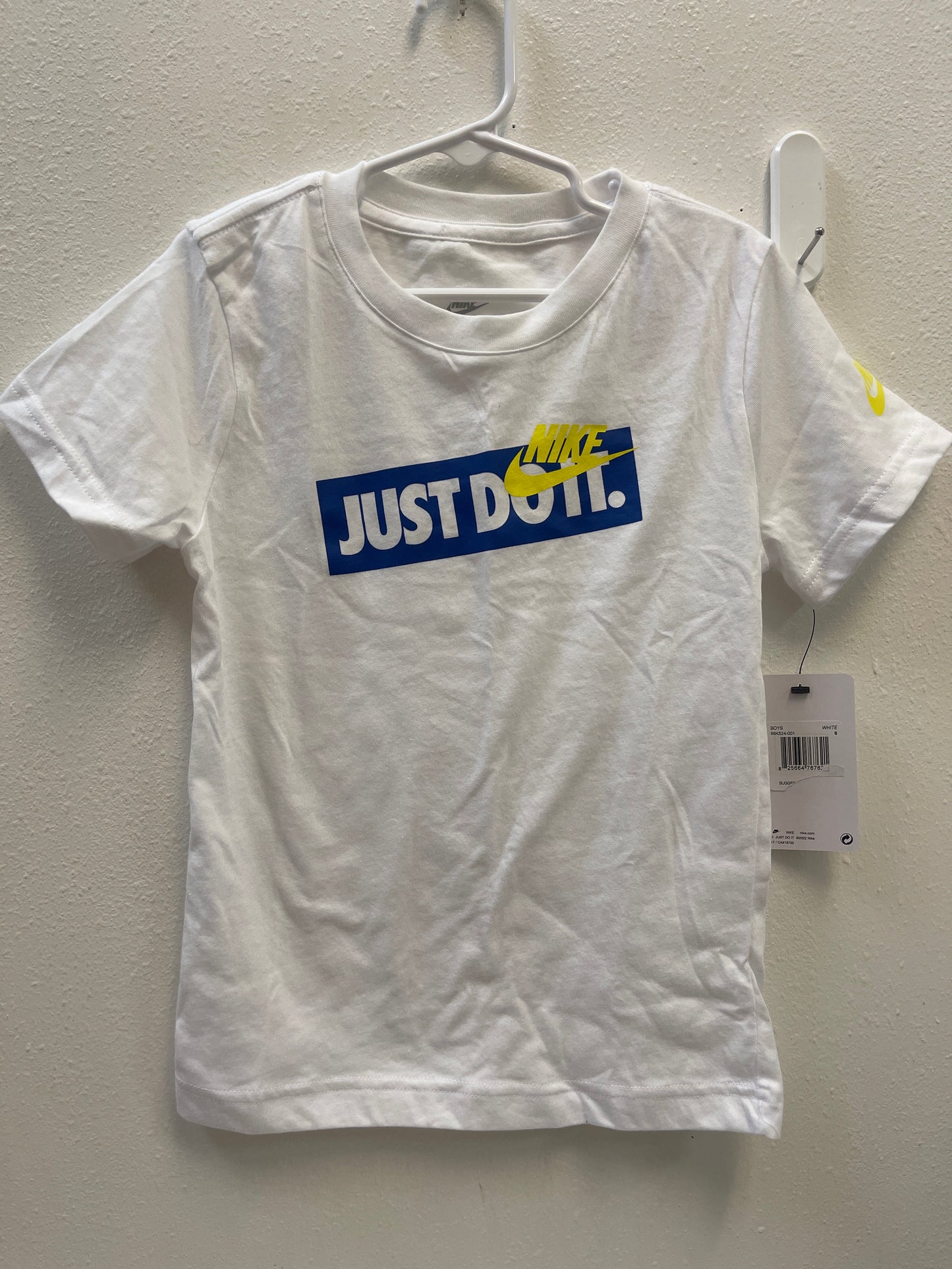 6 NEW Nike White Blue Yellow Just Do It Tee