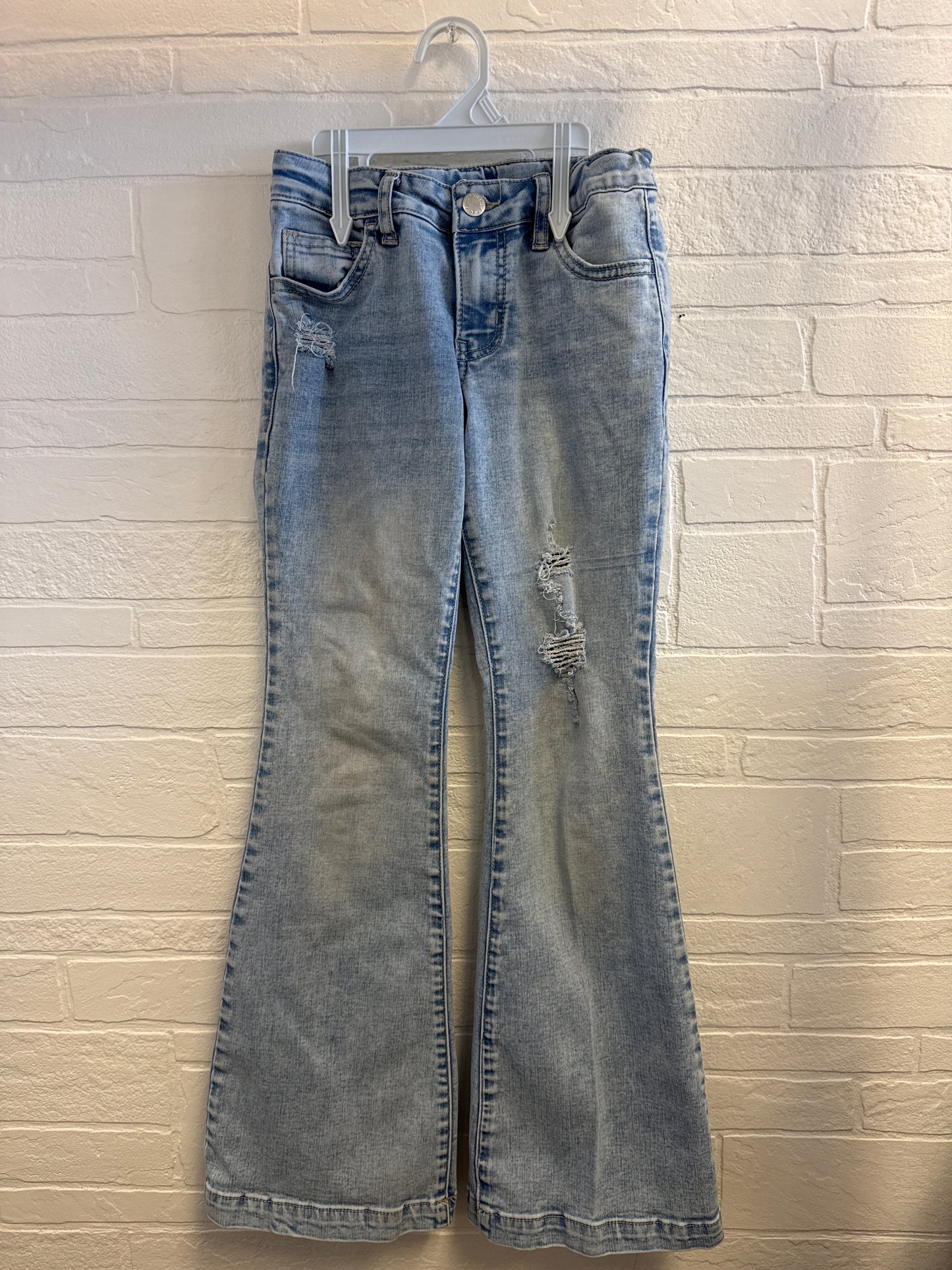 10 Light Wash Distressed Flare Jeans