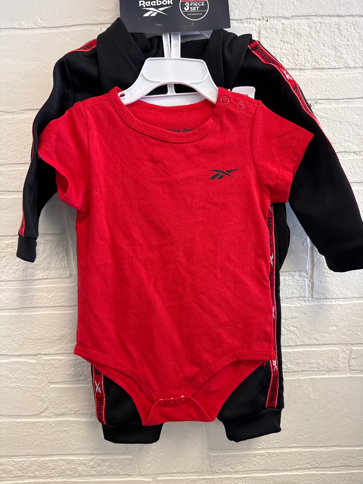 6-9m NEW Reebok Black + Red 3pc Track Suit