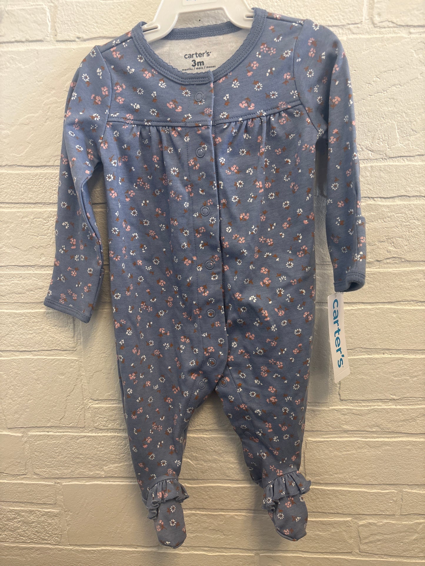 3m New Blue w Flowers Pajama Sleeper