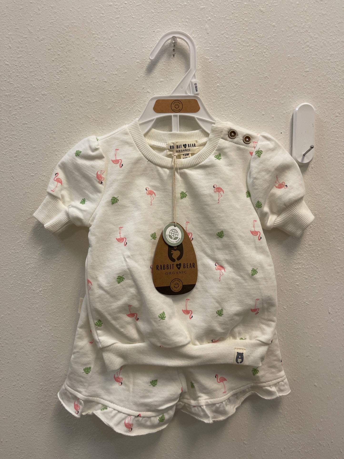 12m NEW Rabbit + Bear Flamingo Set