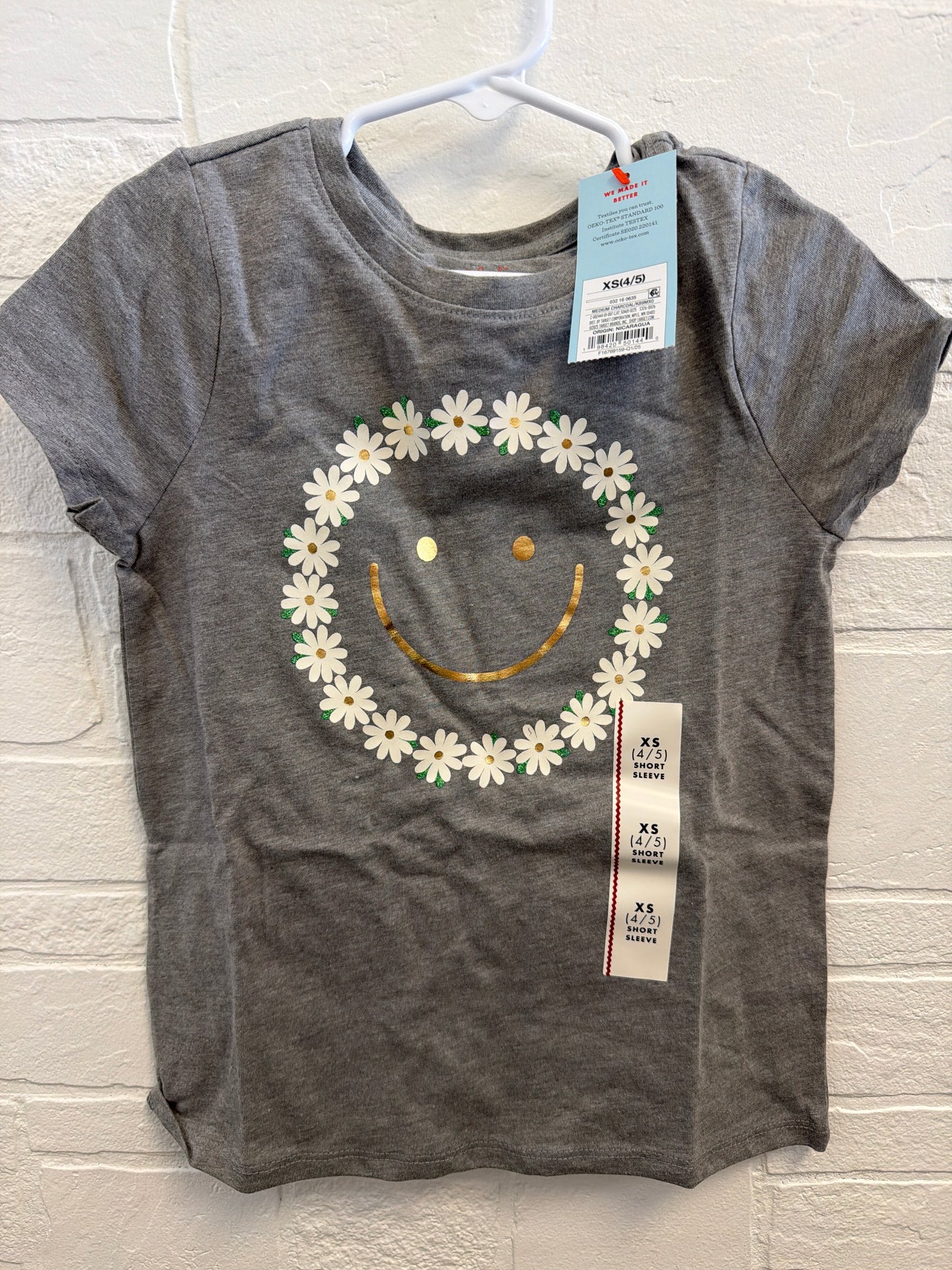 XS(4/5) NEW Flower Smiley Face Tee