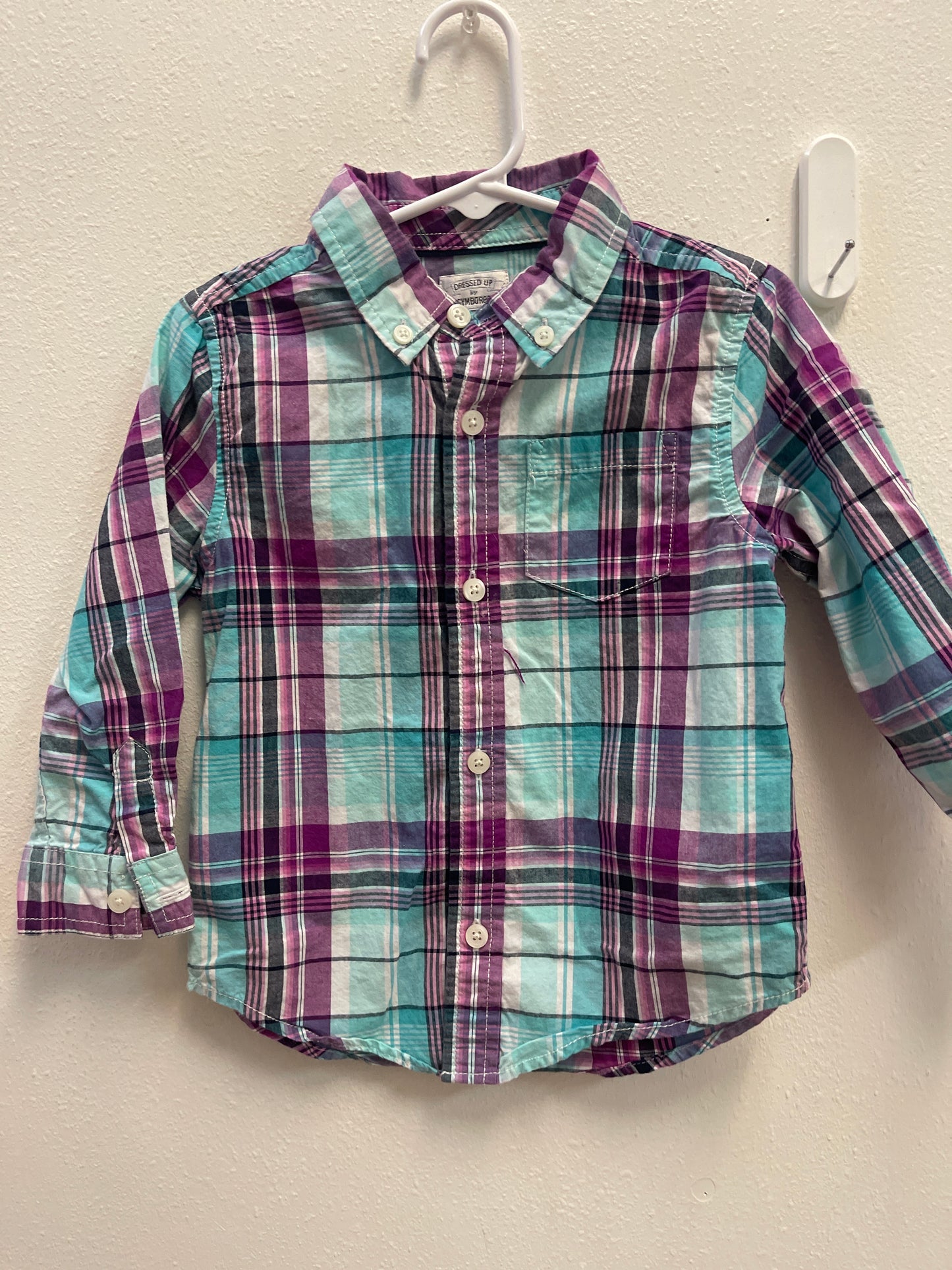 2t Gymboree Blue + Purple Plaid Button Down