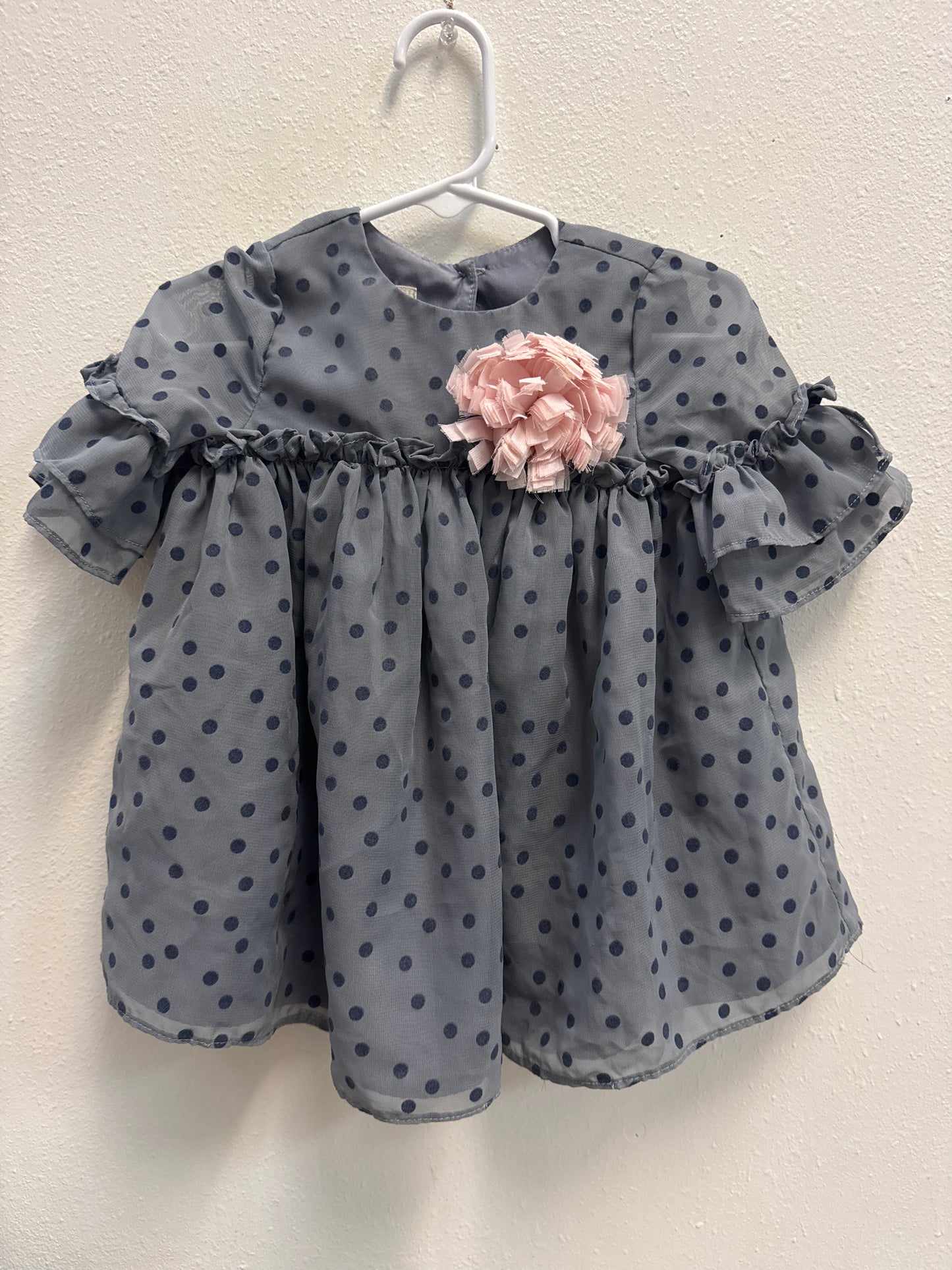 12m Laura Ashley Gray Dot Pink Flower Dress