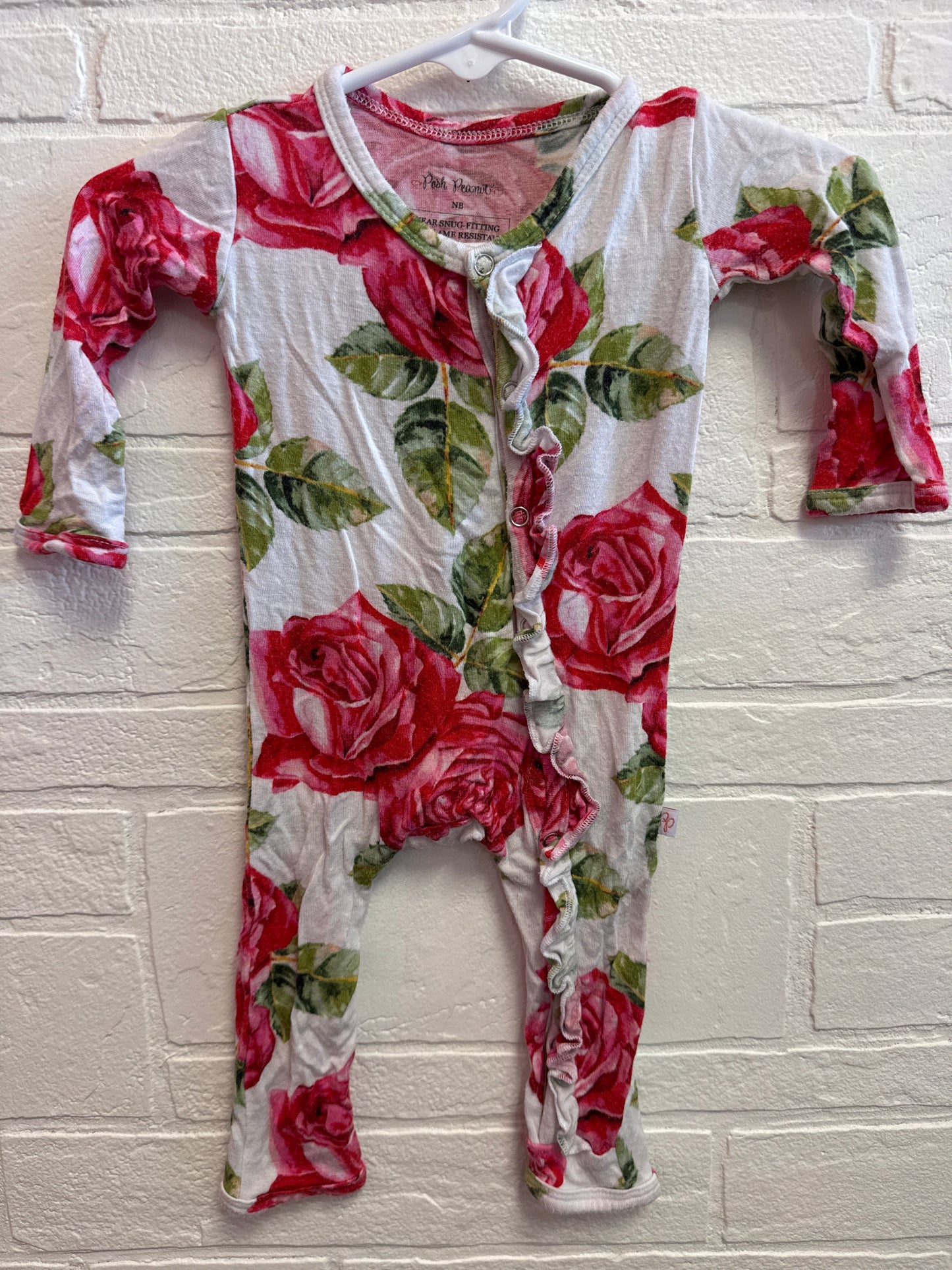 NB Posh Peanut Bamboo Roses Romper