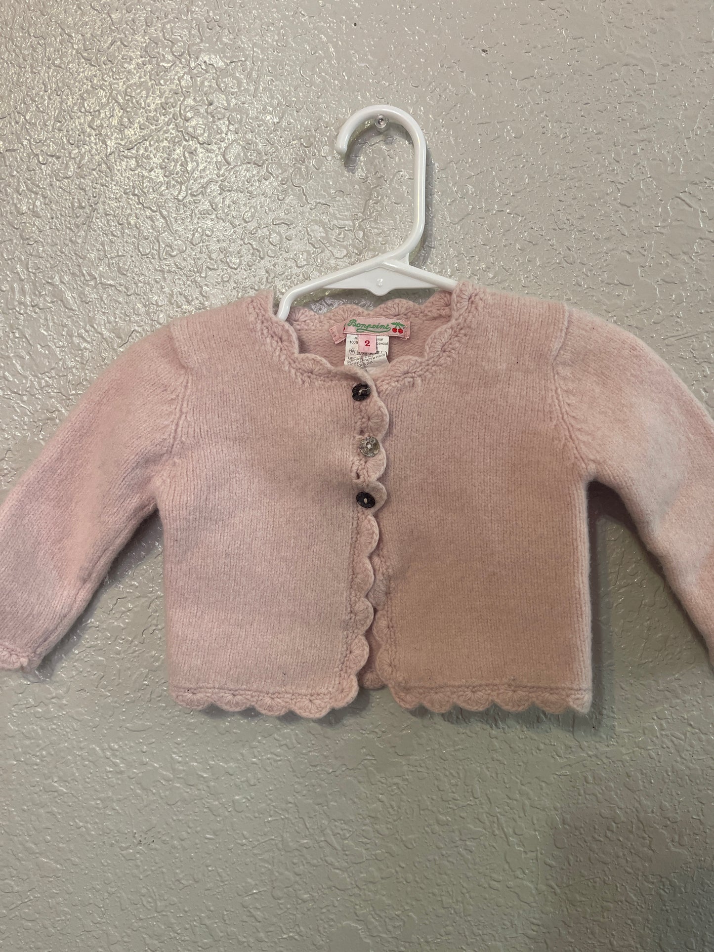 2 Bonpoint 100% Lambswool Pink Cardigan