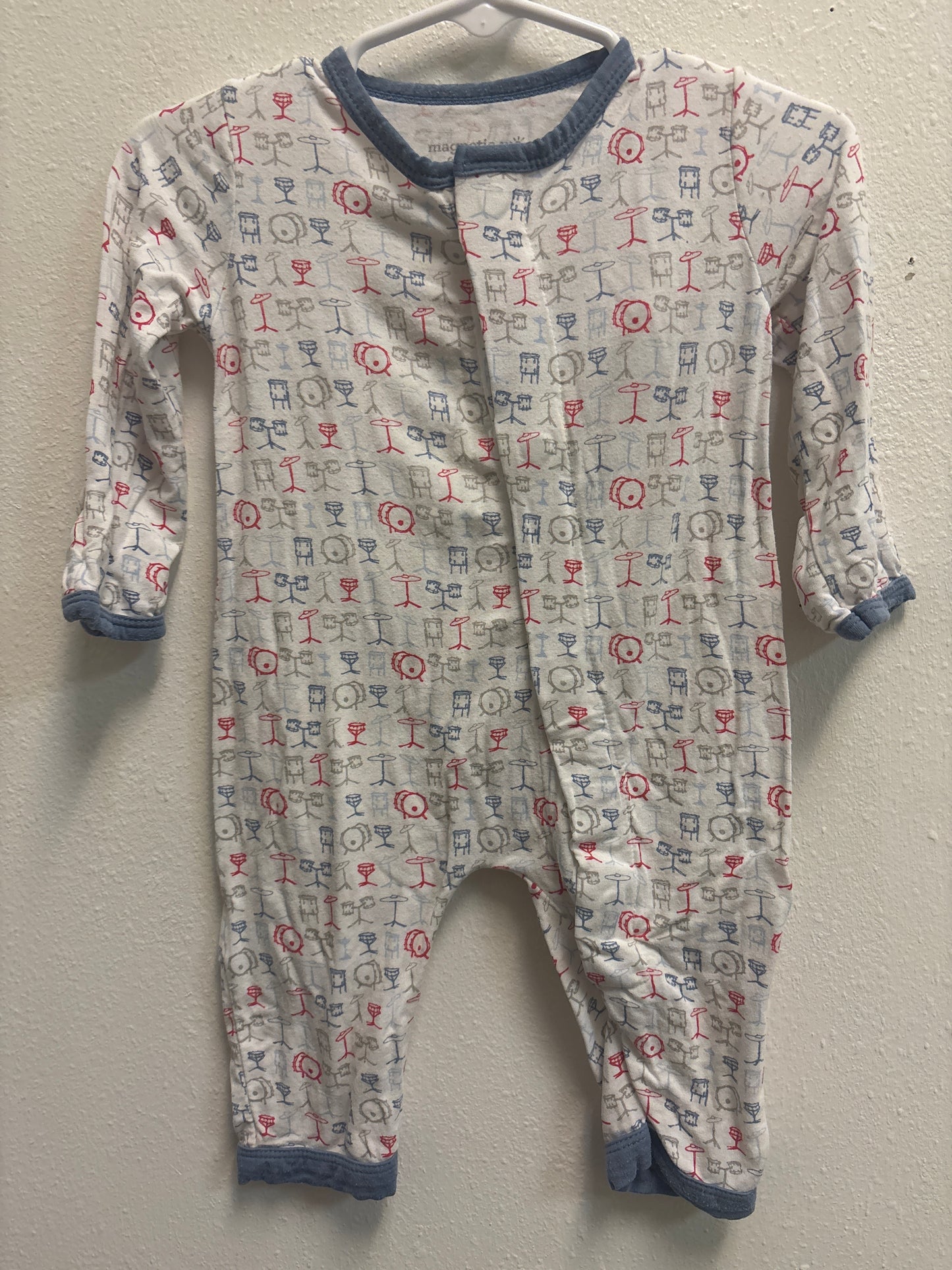 0-3m Magnetic Me Drums Print Romper
