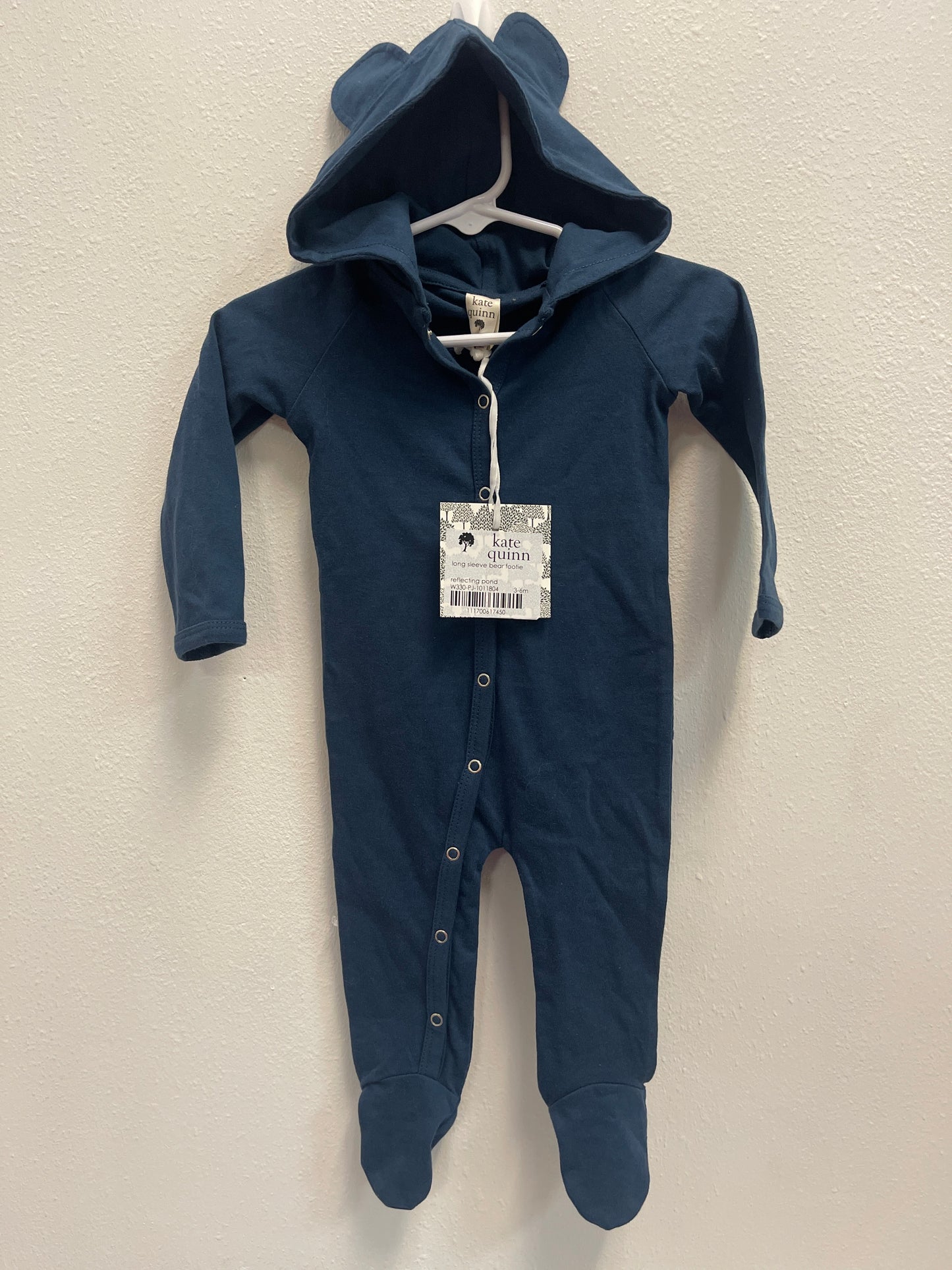 3/6m NEW Kate Quinn Blue Hooded Romper