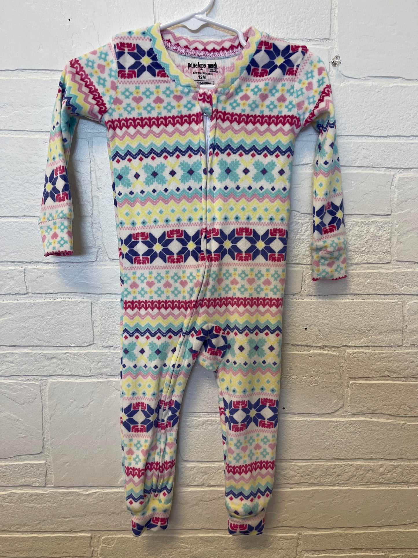 12m Penelope Mack Velour Snowflake Print Zip Sleeper