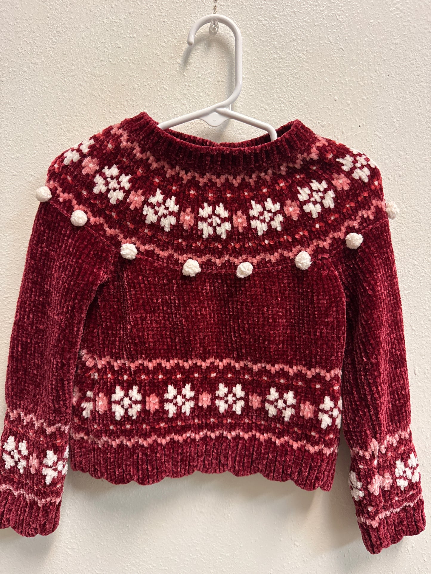 2t Tommy Bahama Red Velour White PomPom Sweater