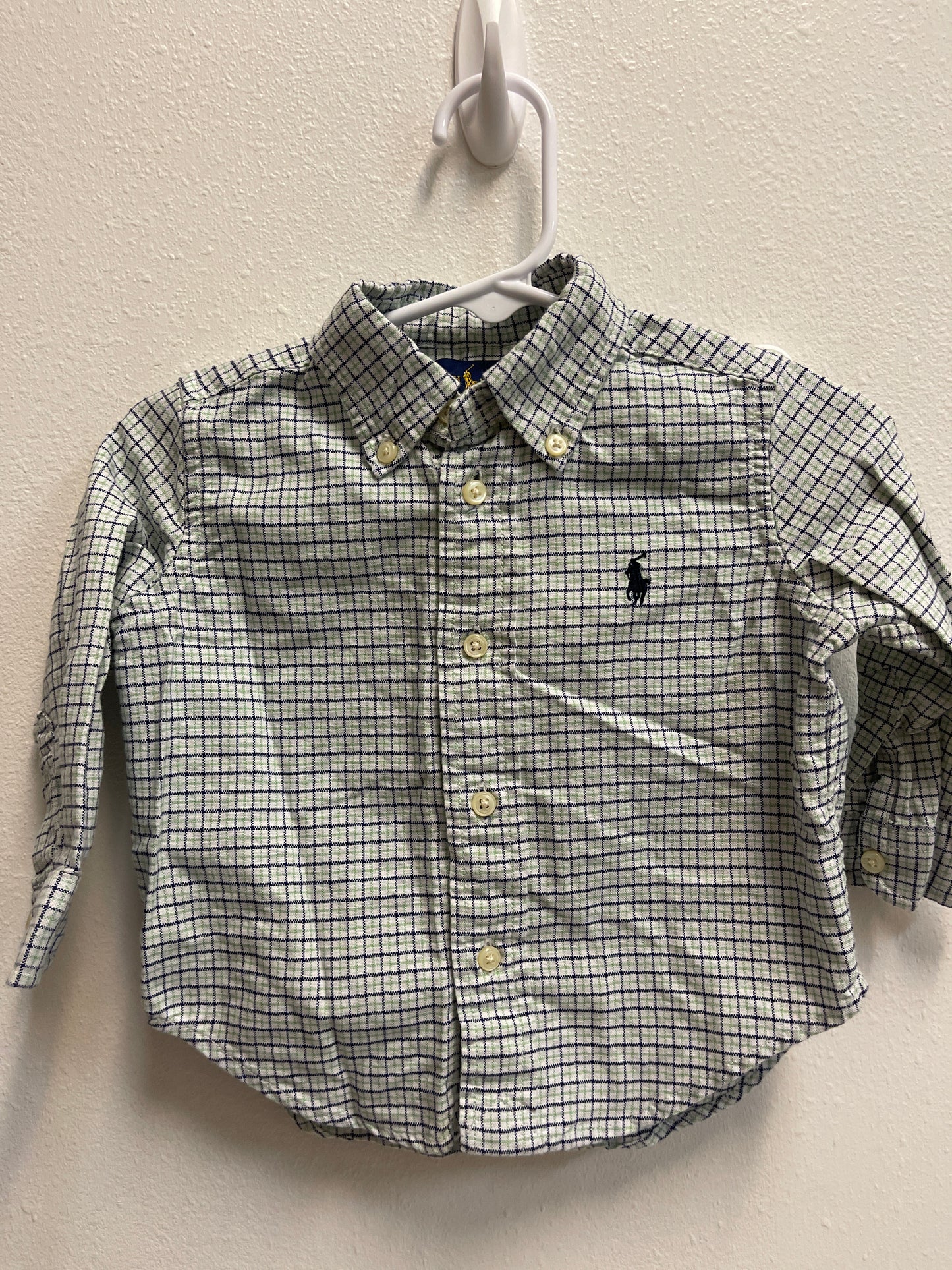 12m Ralph Lauren Green Plaid Button Down
