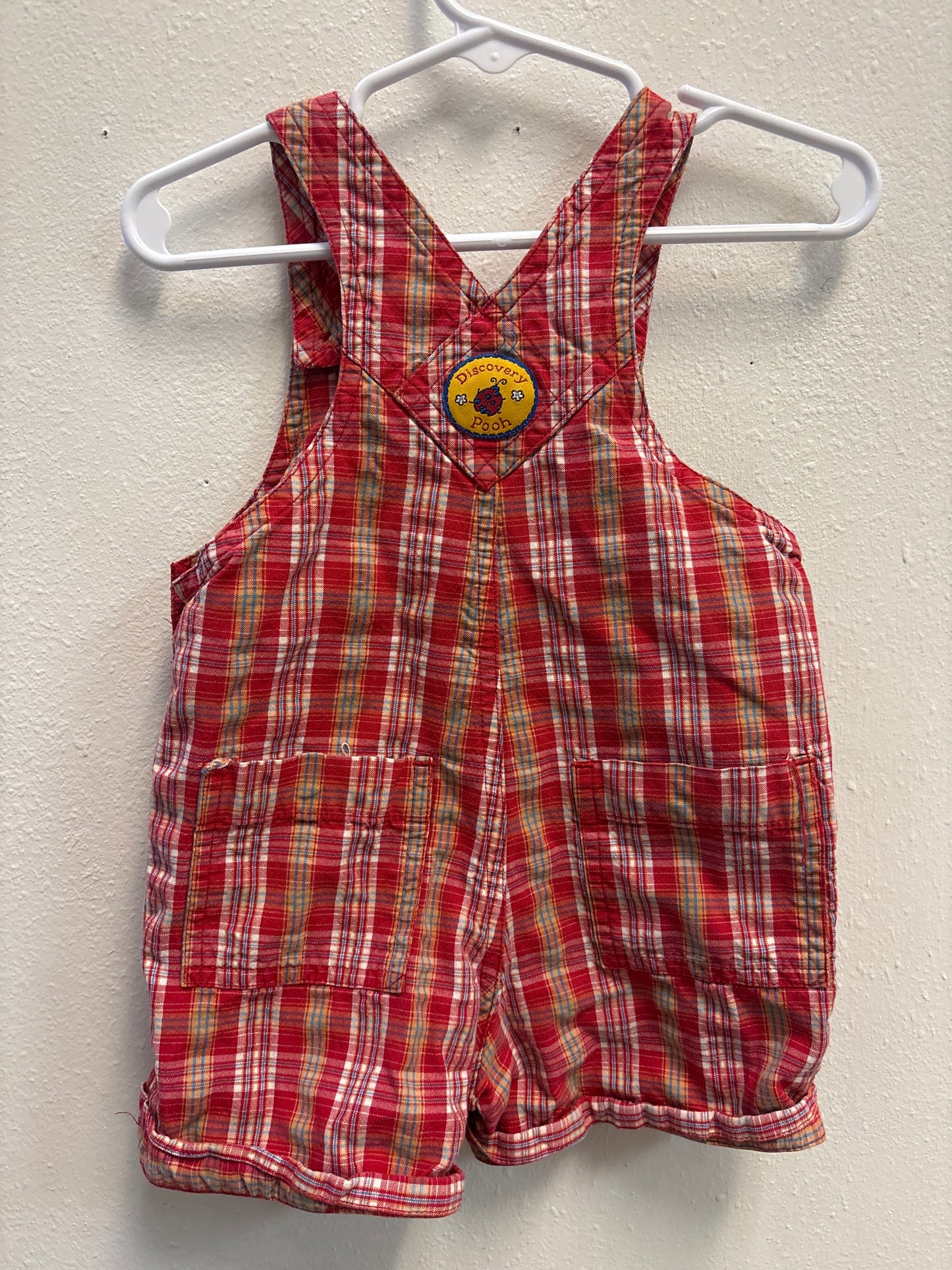12m Vintage Disney Store Winnie Pooh Plaid Shortalls