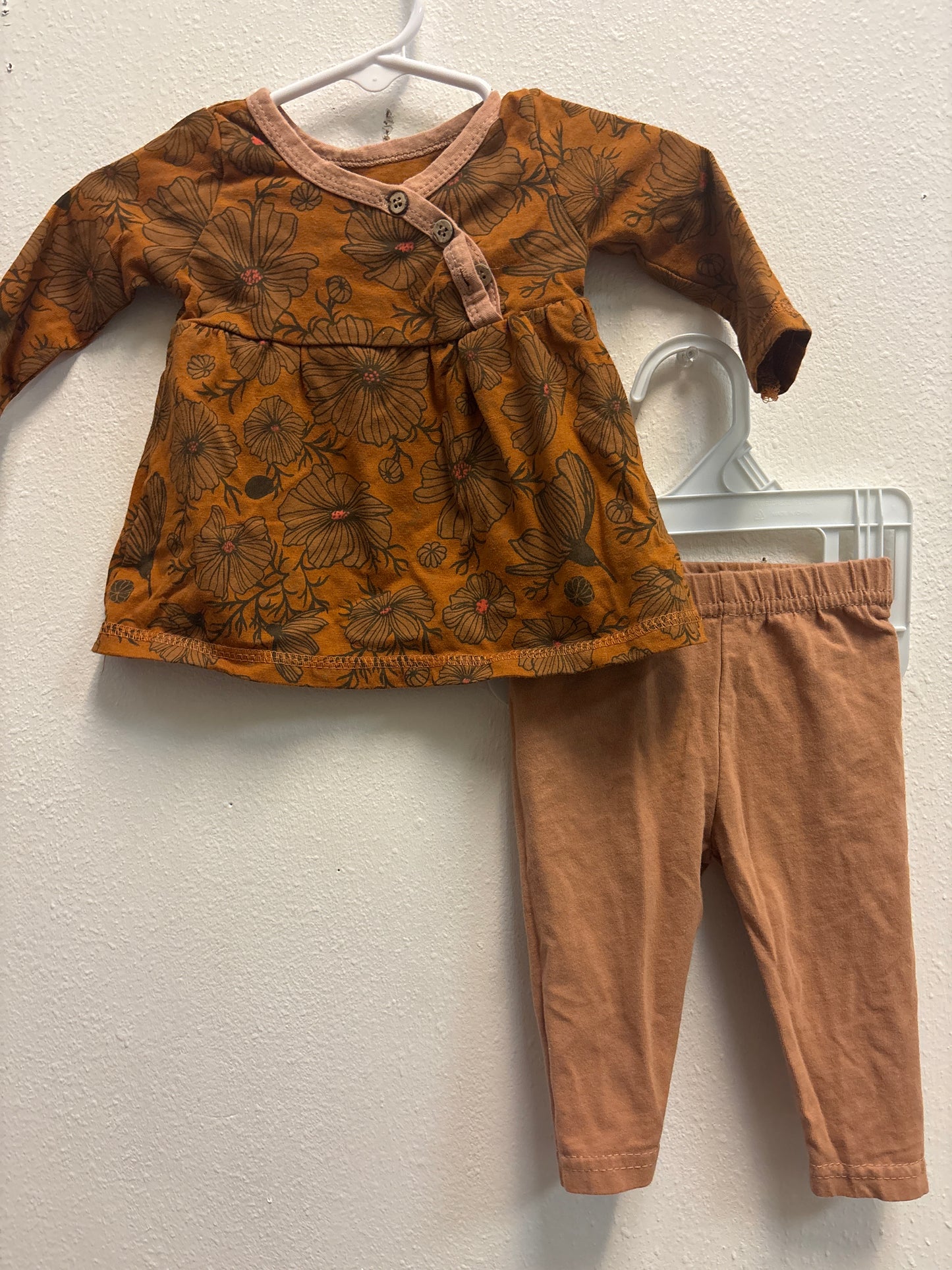 0-3m Brown Floral Outfit
