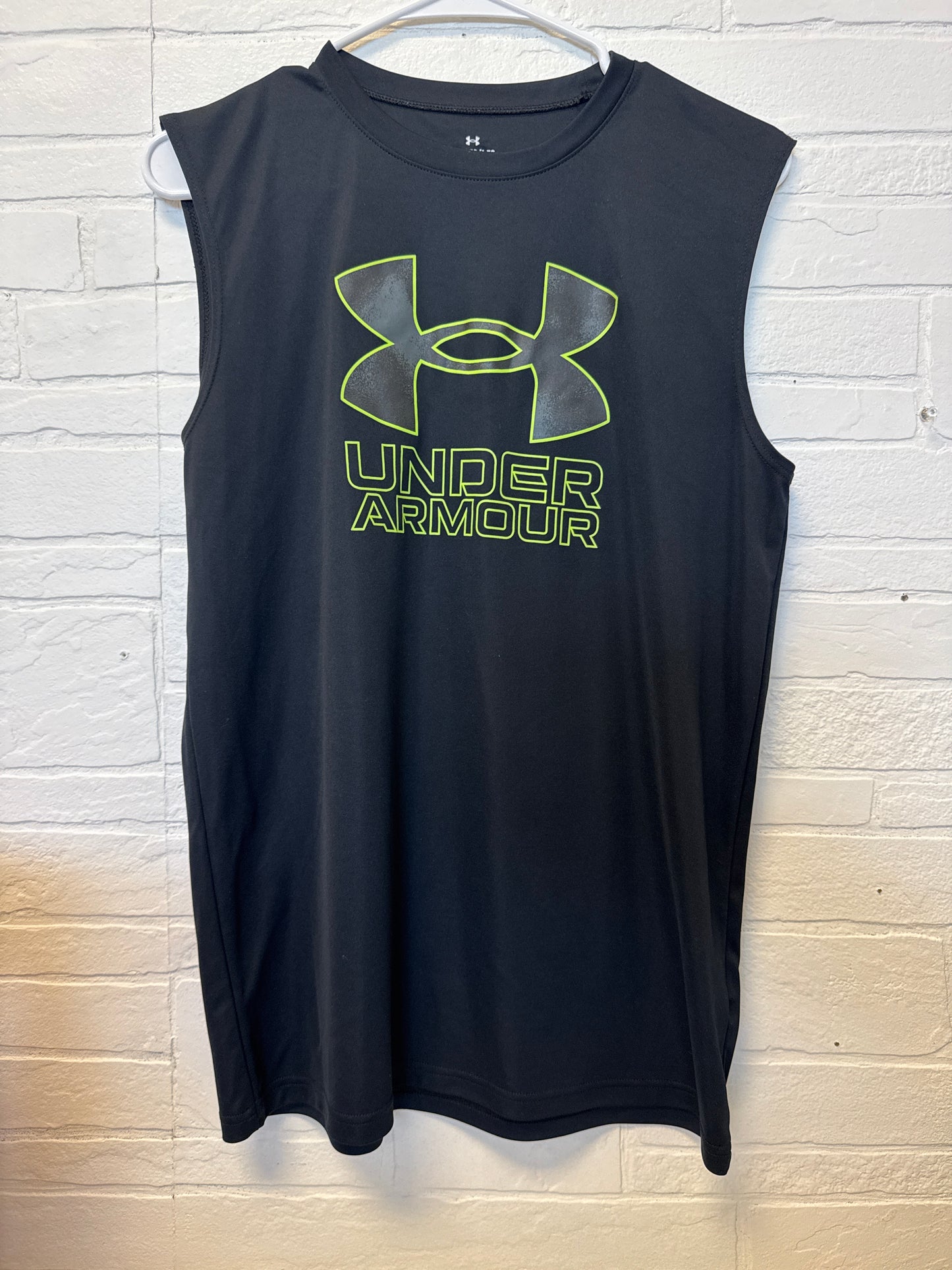 YXL Under Armour Black/Green Dri-Fit Tank