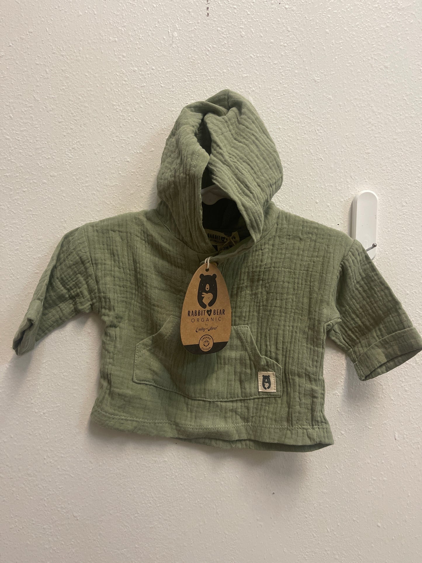 0/3m NEW Rabbit + Bear Green Linen Long Sleeve