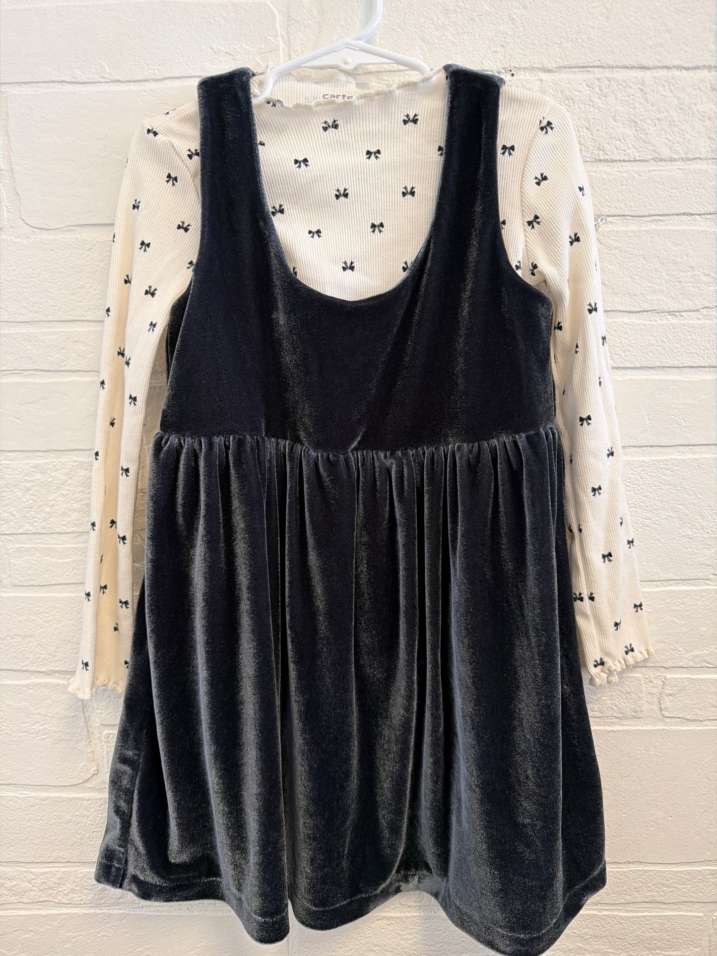 5t Carters Black Velour Dress/Floral Shirt