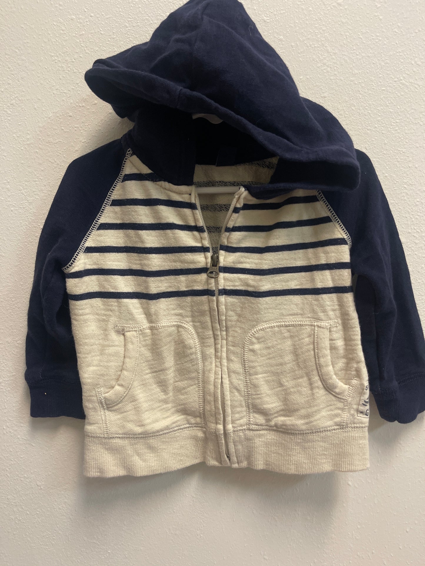 12/18m Baby GAP Navy + Cream Stripe Hoodie