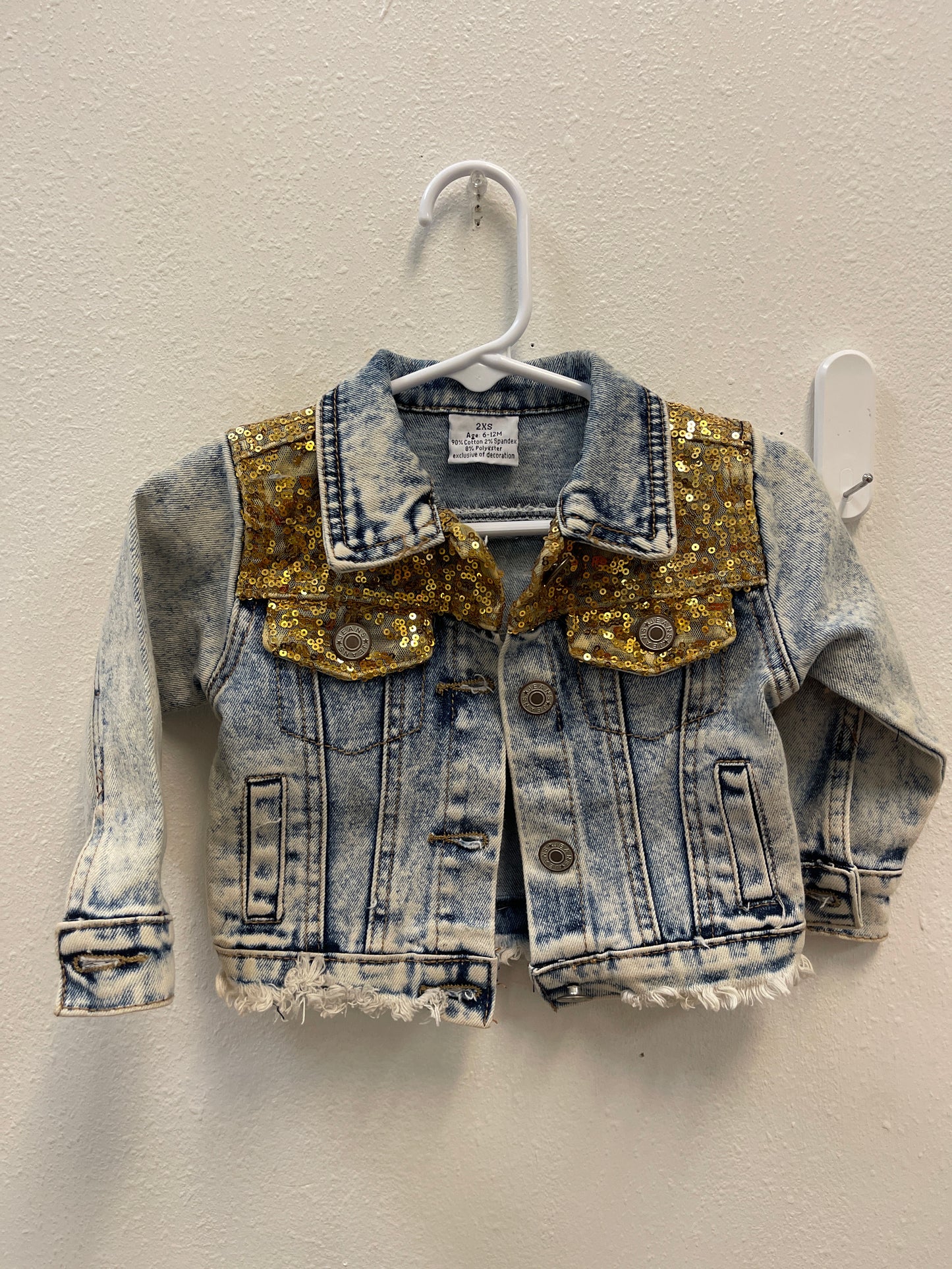 6/12m Gold Sequin Jean Jacket