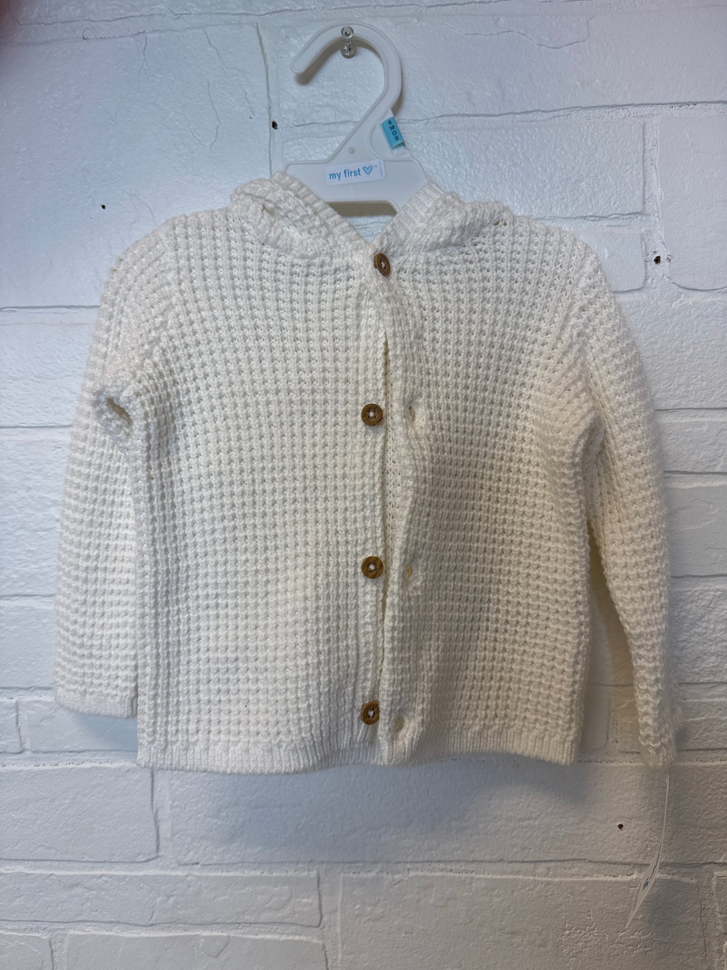 6m NWT White Crochet Hooded Cardigan