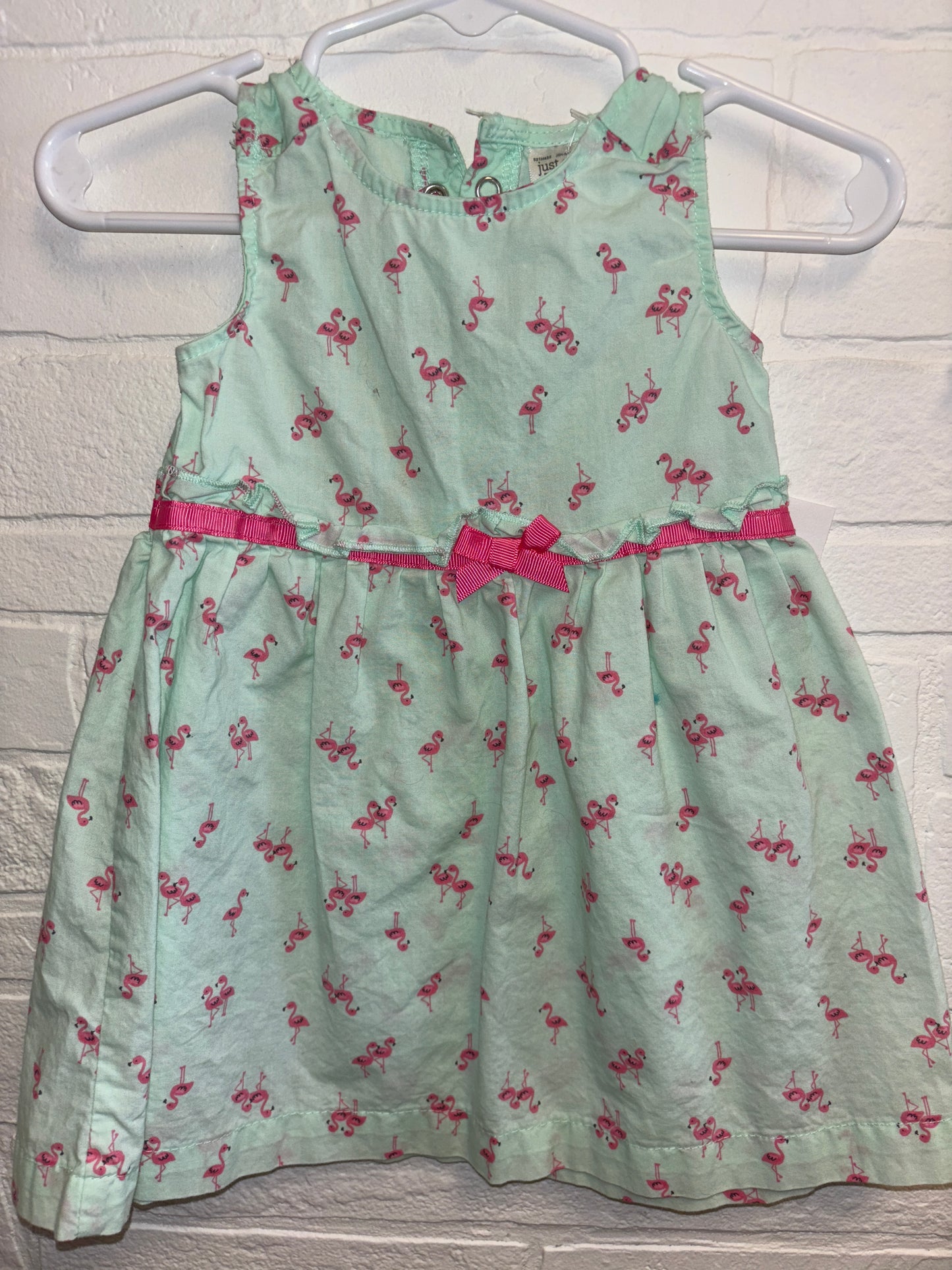 9m Green & Pink Flamingo Dress