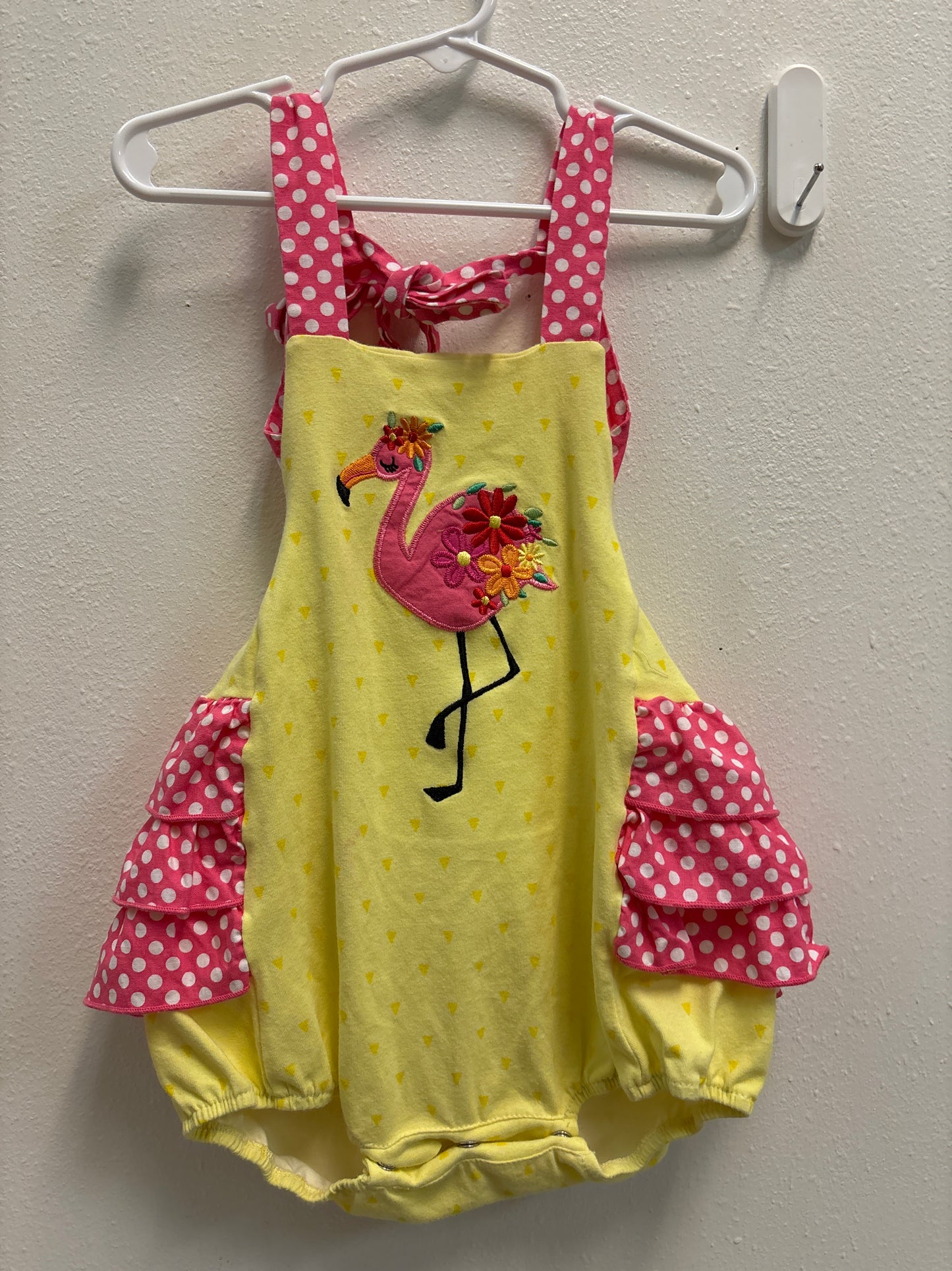 12m RicRac and Ruffles Flamingo Romper