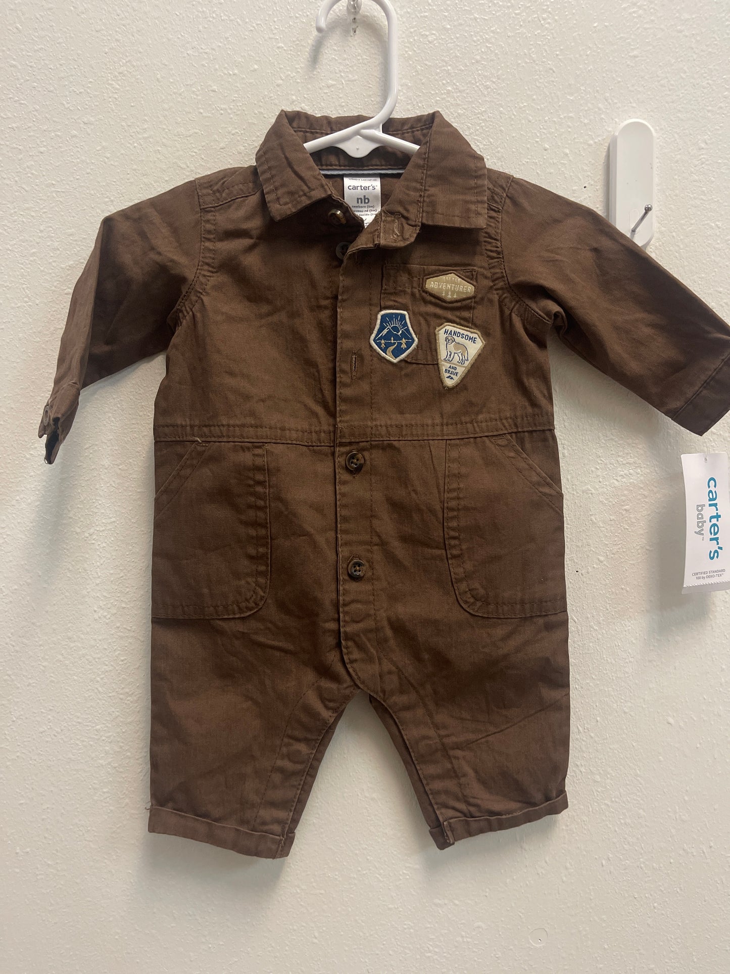 NB NEW Carters Brown Adventurer Romper