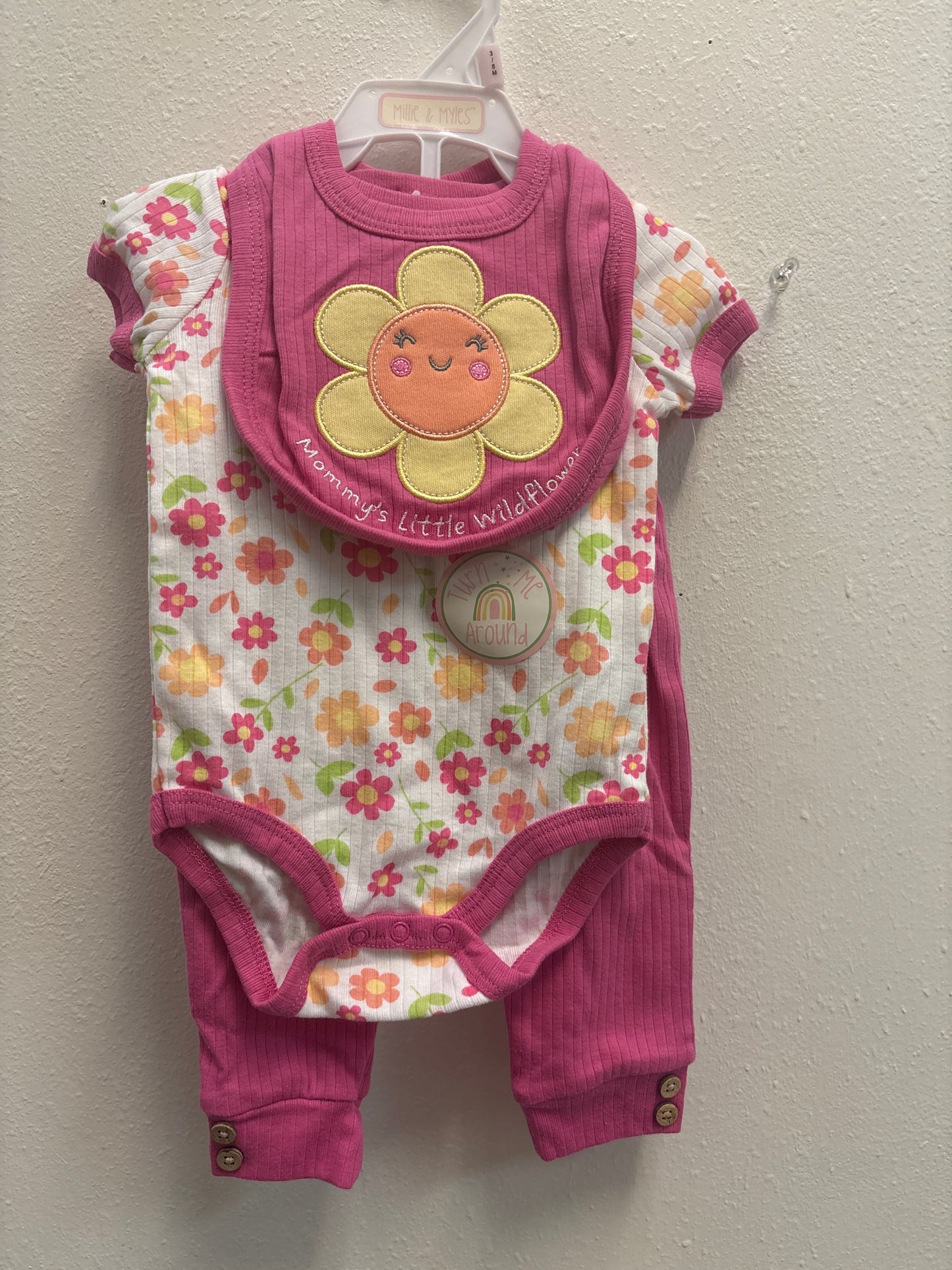 3-6m New Mommy’s Wildflower Pink Outfit