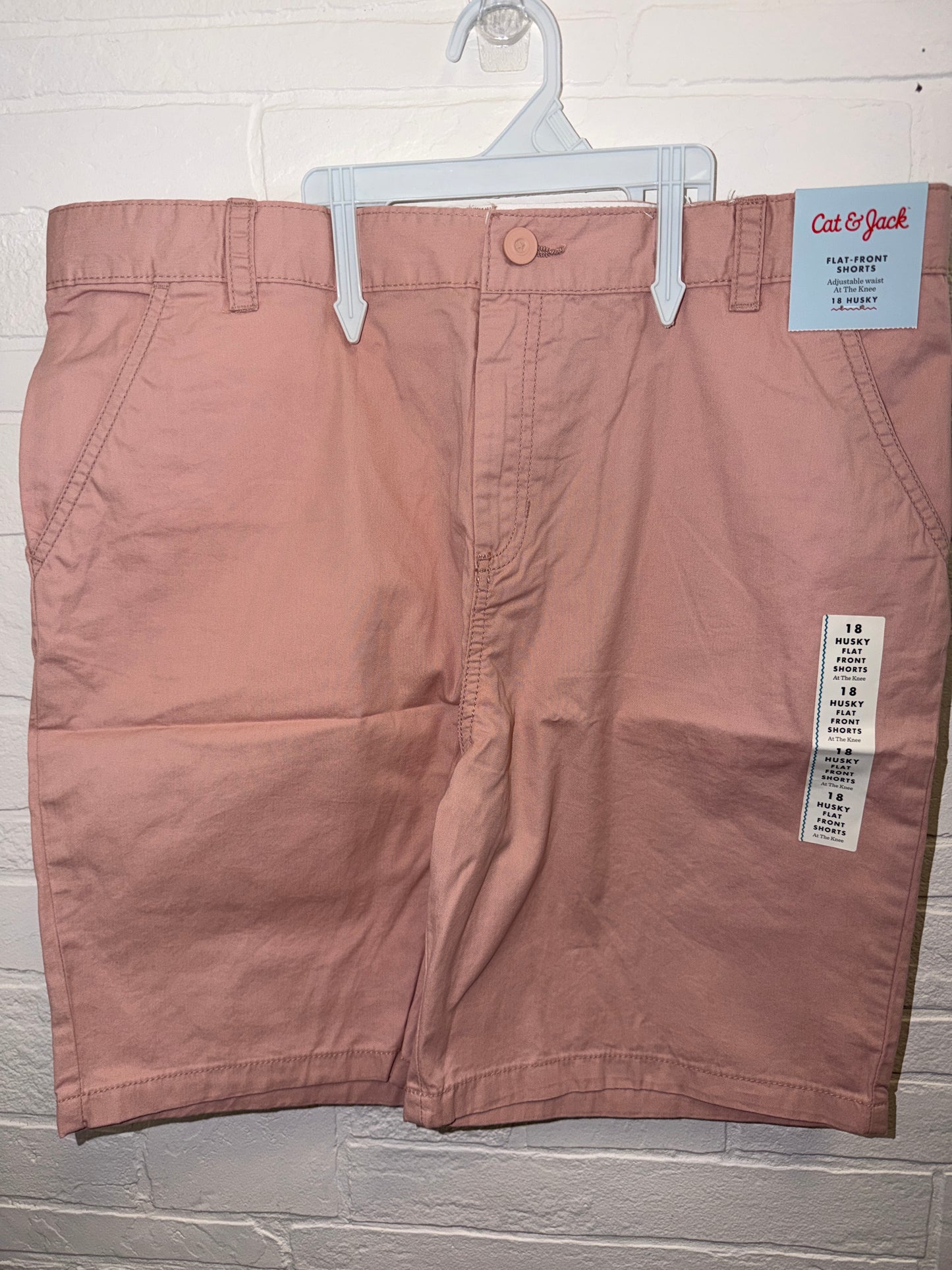 18 Husky NEW Flat Front Shorts Pink