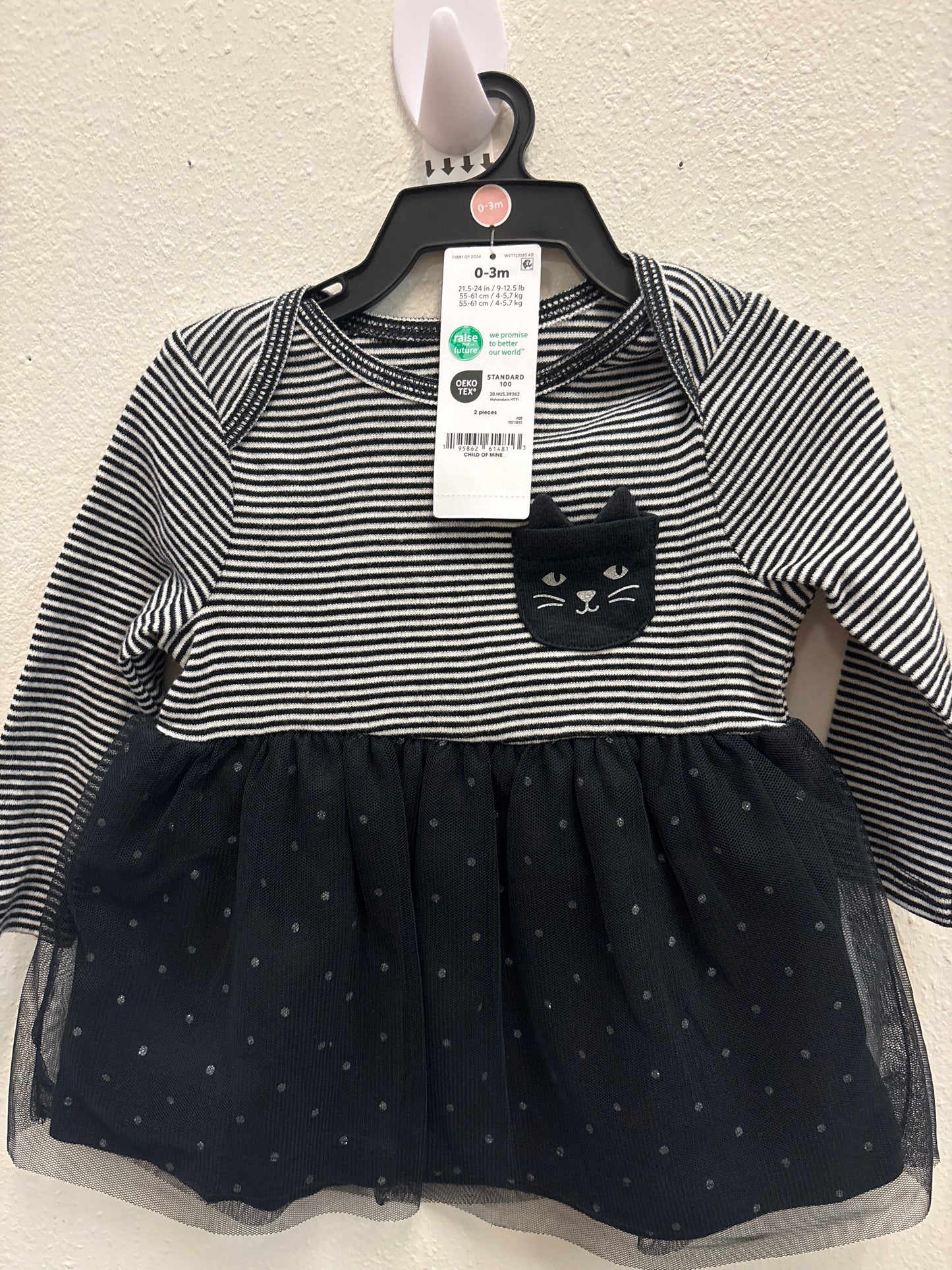 0-3 New Black Cat Dress