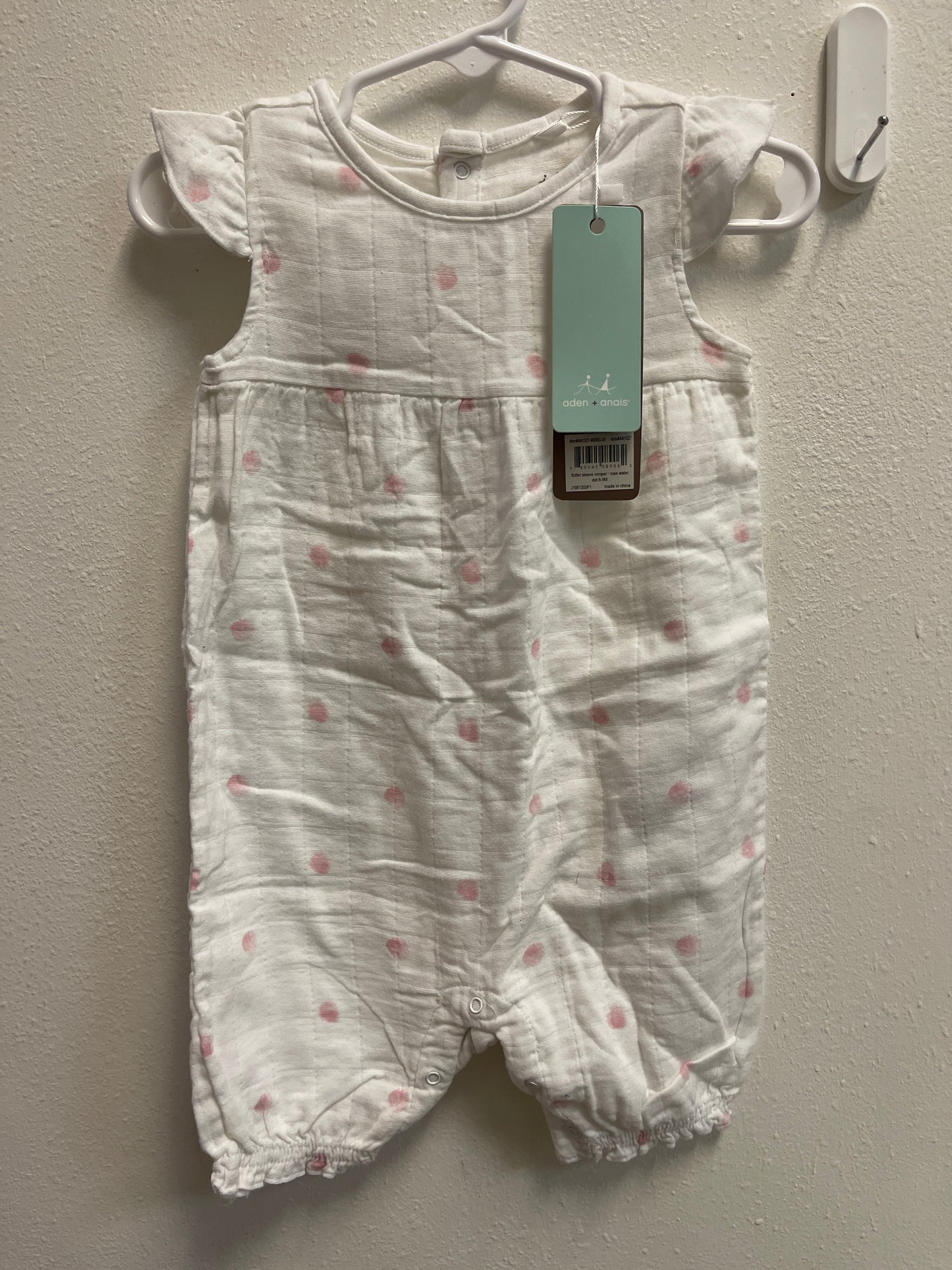 6/9m NEW Aden + Anais Pink Dot Romper