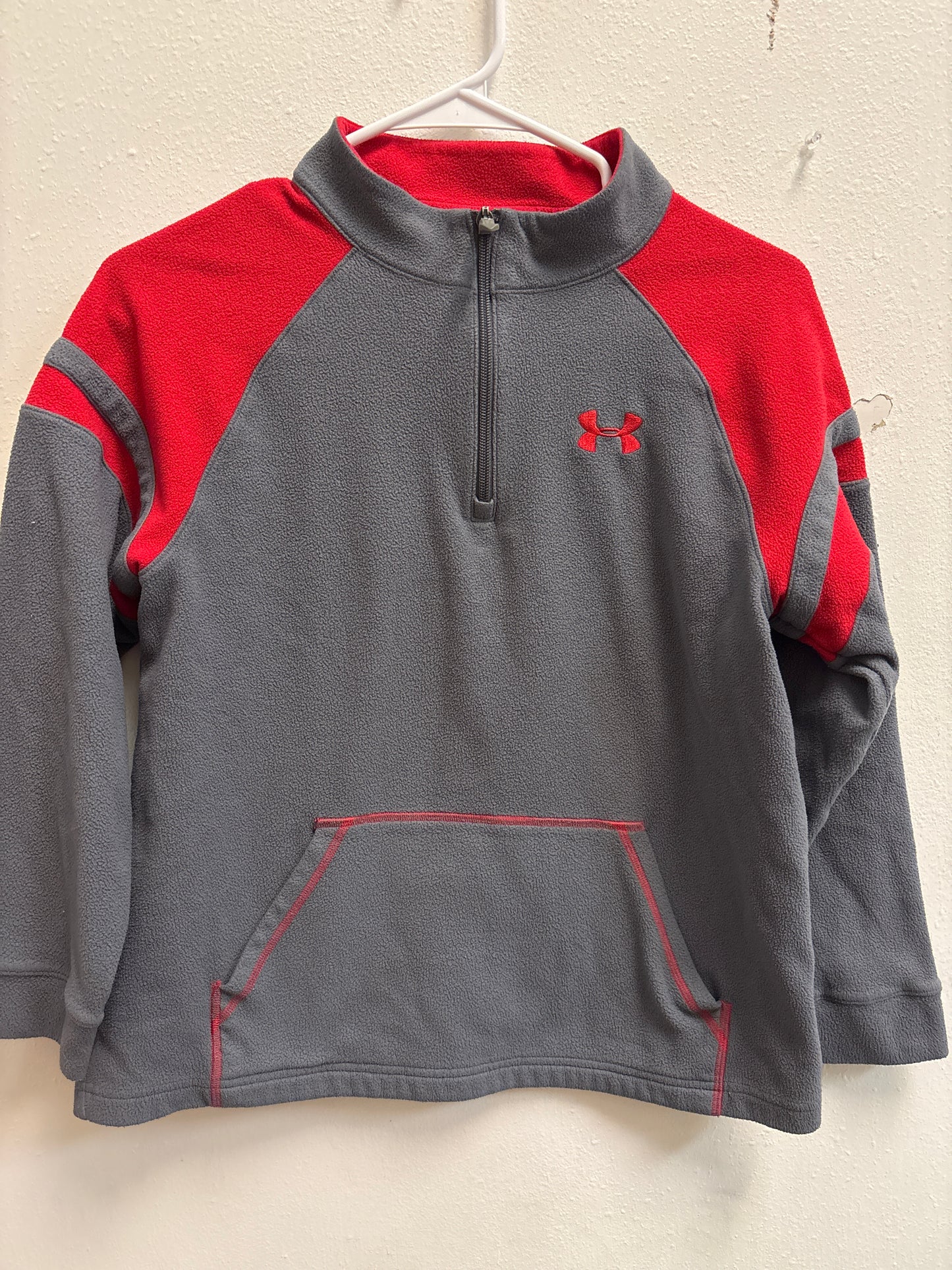 YLG Gray Red Under Armour Quarter Zip Fleece