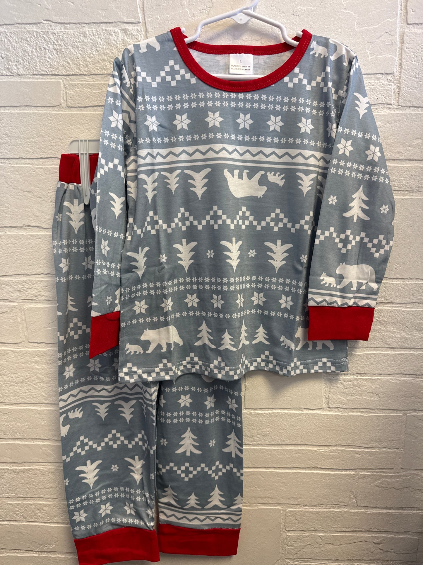 XL(6) NEW Bear+Tree Gray Pajama Set