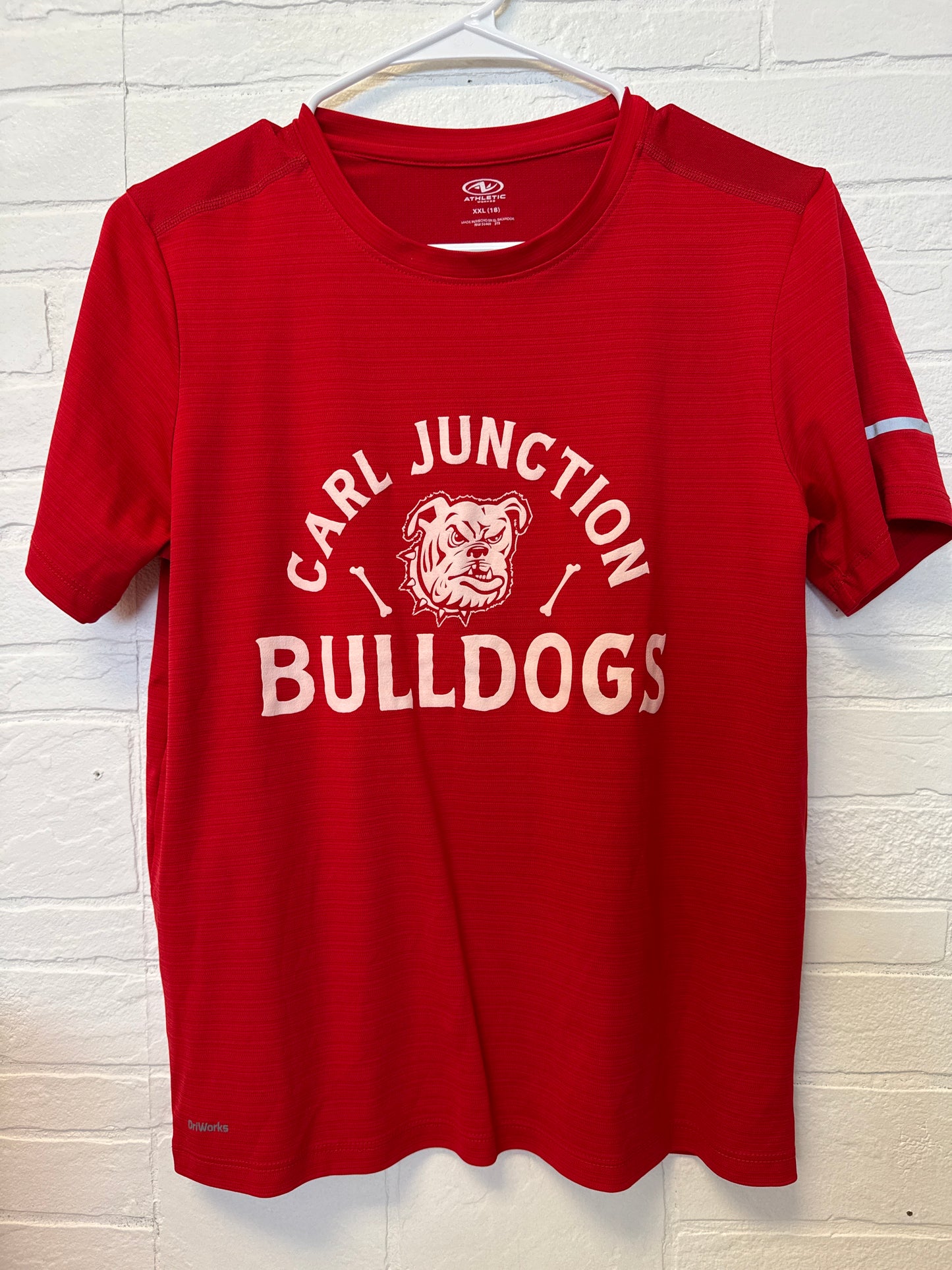 XXL 18 Carl Junction Bulldogs Red & White Dri-Fit Tee