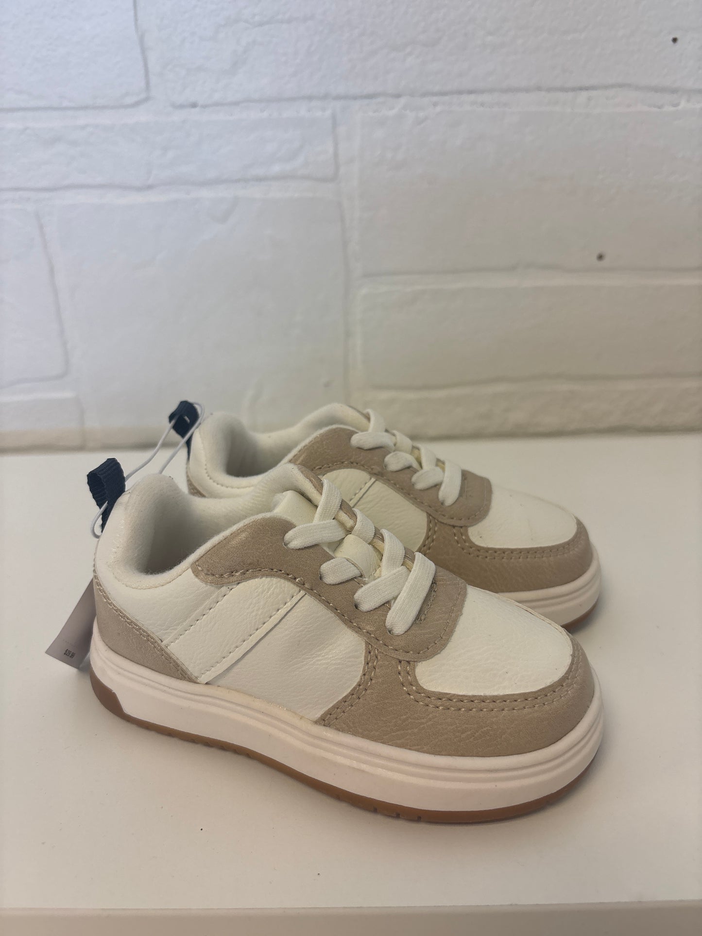 Size 6 Toddler New Tan White Slip Ons