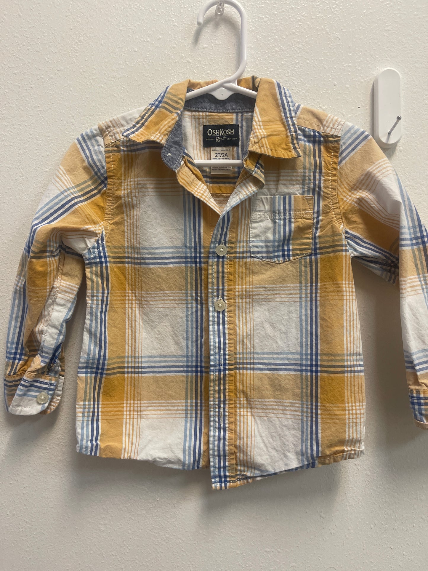 2t Osh Kosh Yellow Blue Button Down
