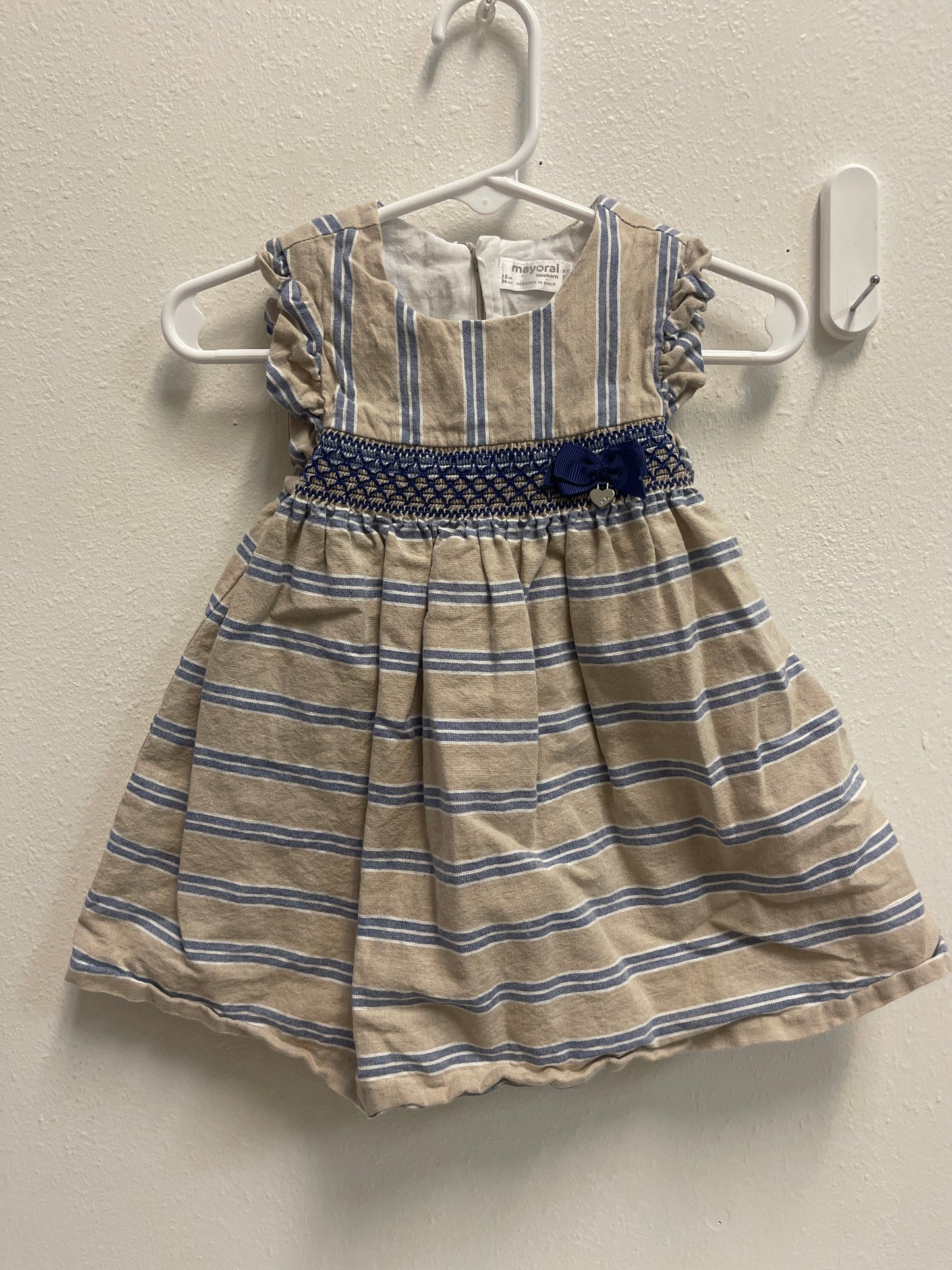 18m mayoral Tan + Blue Stripe Dress