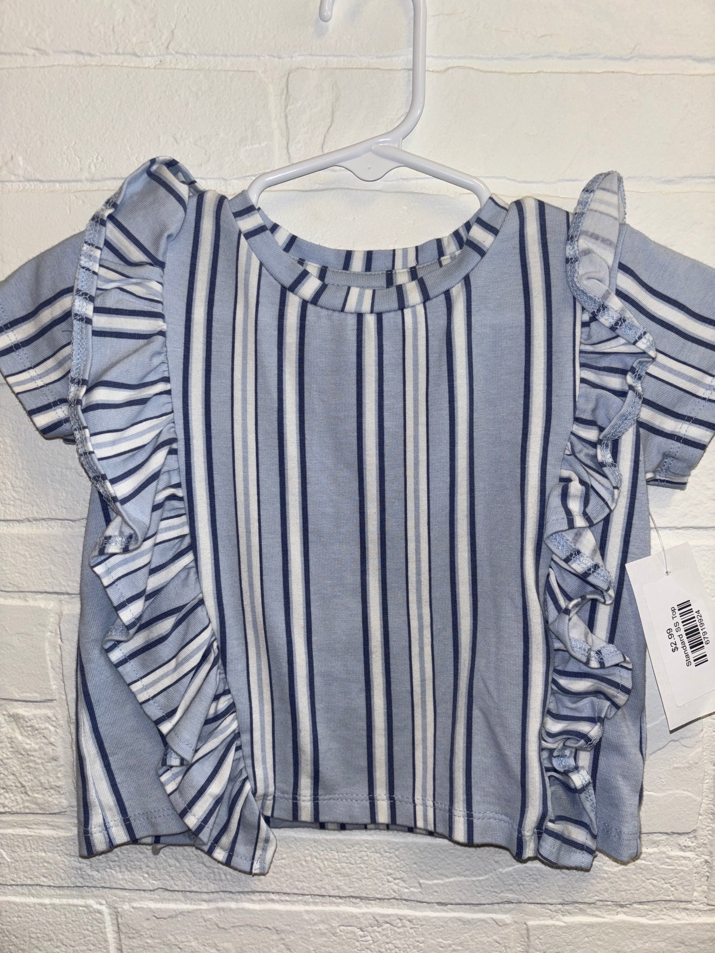 24m Jessica Simpson Blue Stipe Ruffle Sides Top
