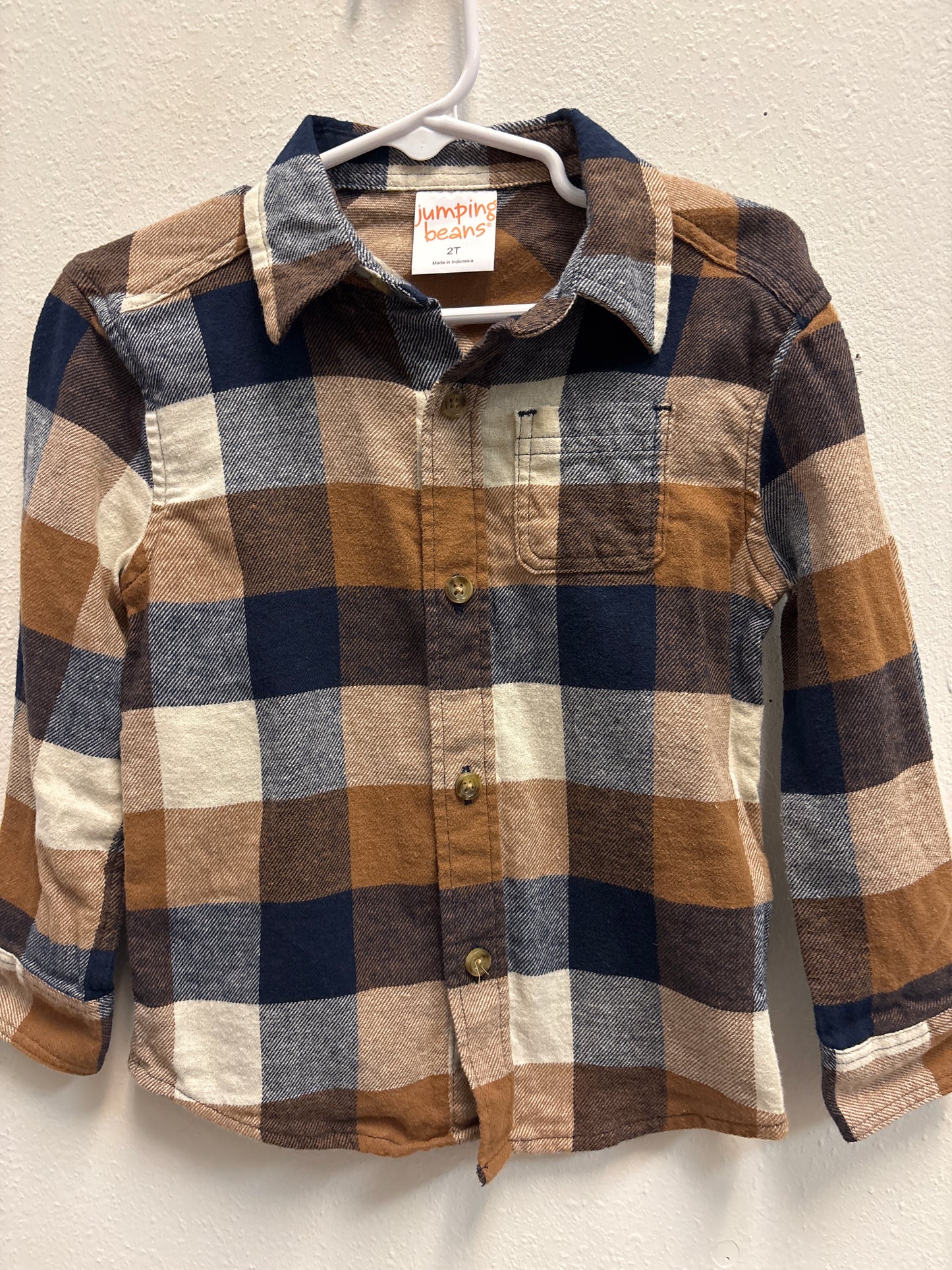 2T Brown Blue Flannel