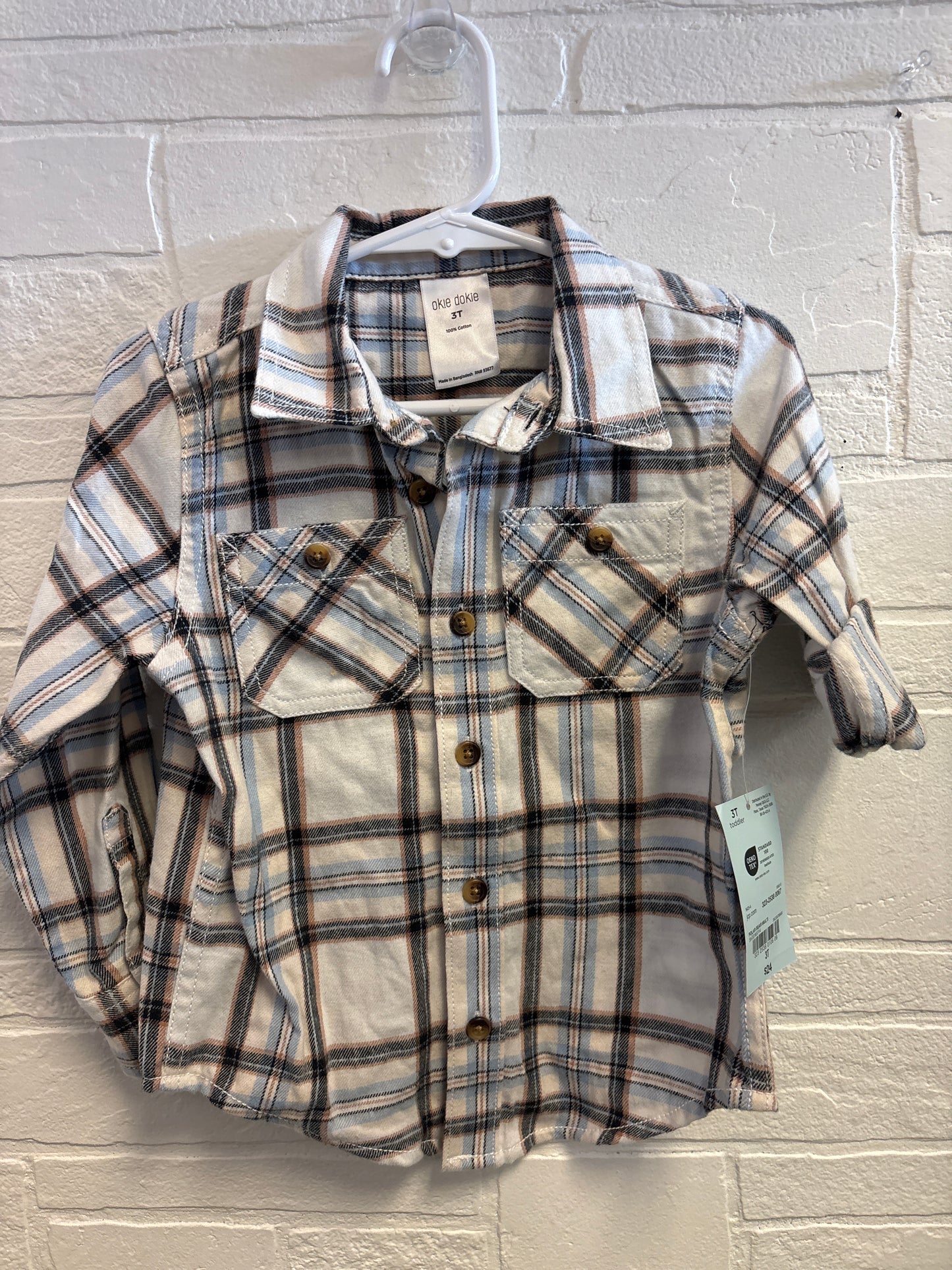 3T New Cream Plaid Flannel