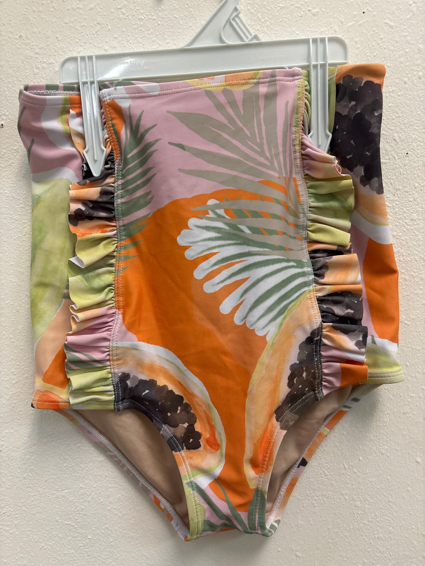 10-11 Kortni Jeane Orange Tropical Swim Bottoms