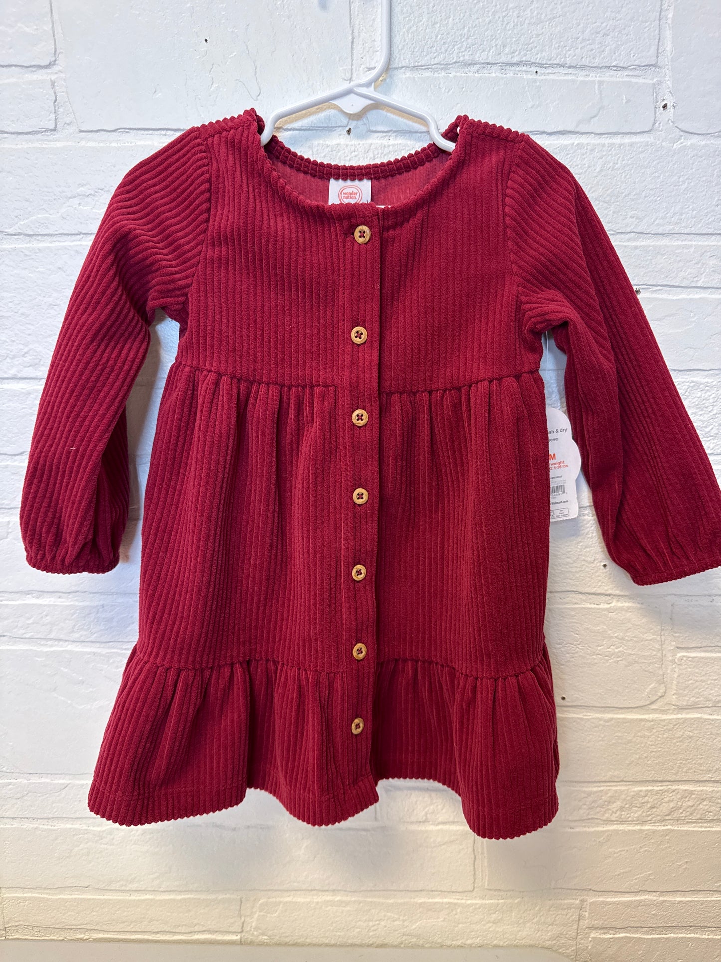 18M NWT Red Corduroy Button Down Dress